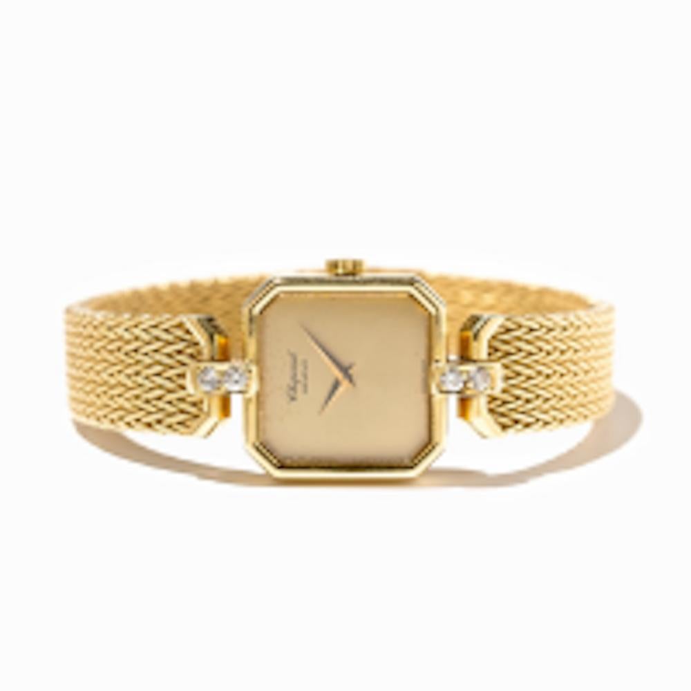 Damen-Diamantuhr 18 Karat Schweizer Handaufzug 17 Juwelen-Uhrwerk von Chopard (Rundschliff)