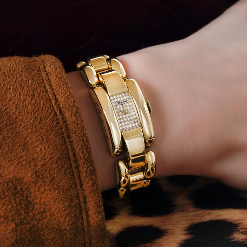 Chopard Ladies Gold Diamond Dial La Strada Wristwatch 5