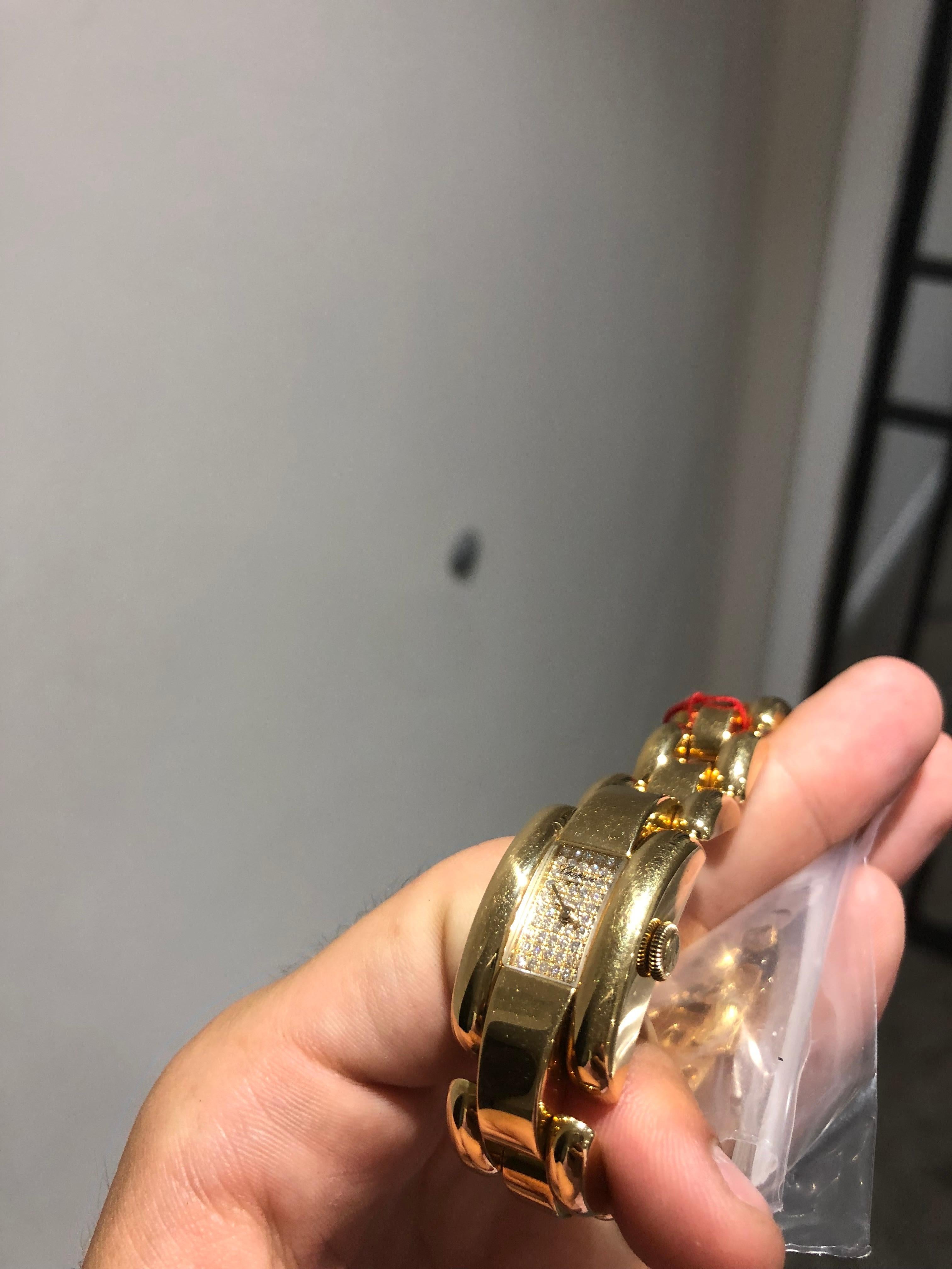 Round Cut Chopard Ladies Gold Diamond Dial La Strada Wristwatch For Sale