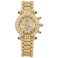 Vintage Chopard Ladies Diamond Sapphire Yellow Gold Imperiale Chronograph Wristwatch