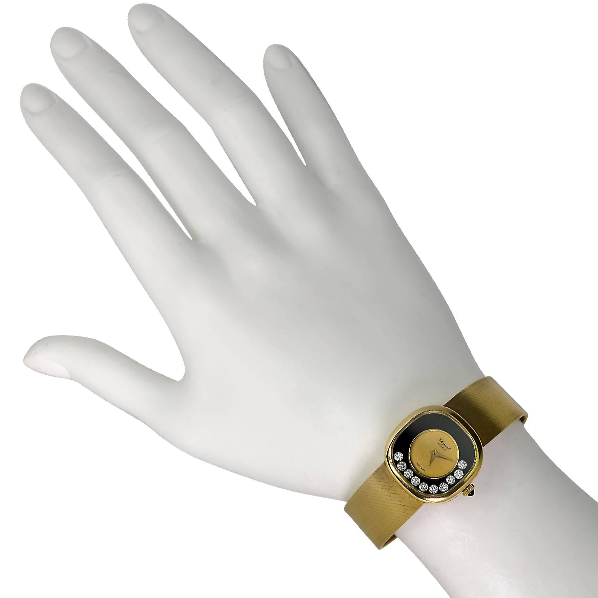 Round Cut Chopard Ladies yellow gold Happy Diamonds Manual Wristwatch