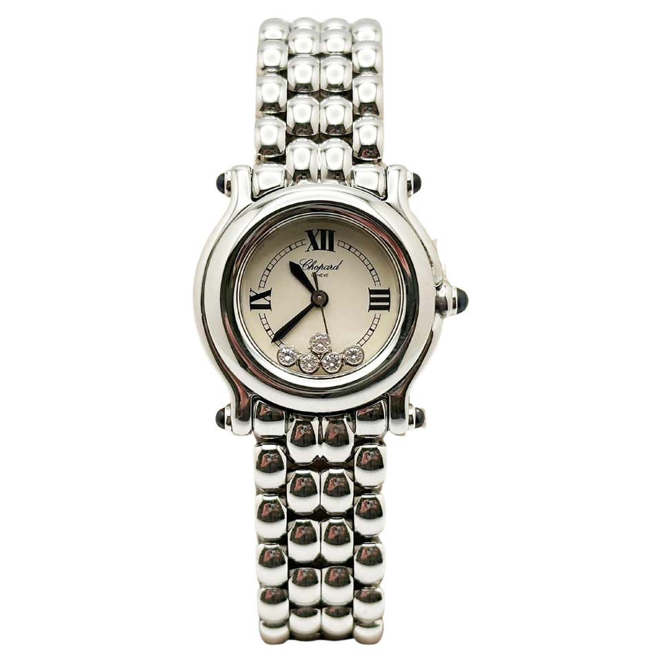Chopard 18k White Gold Happy Sport 26mm Ladies Diamond Quartz Bracelet ...