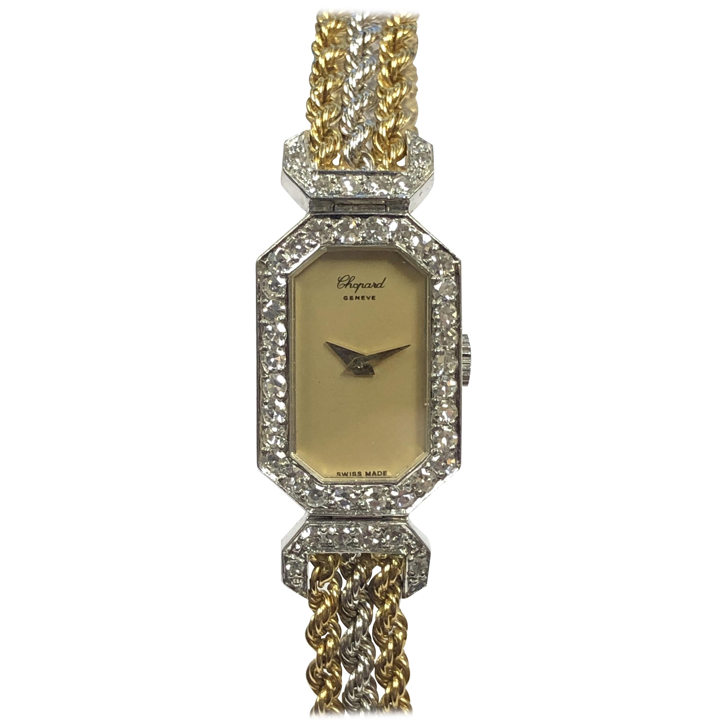 Chopard Ladies White and Yellow Gold Diamond Set Mechanical Wristwatch