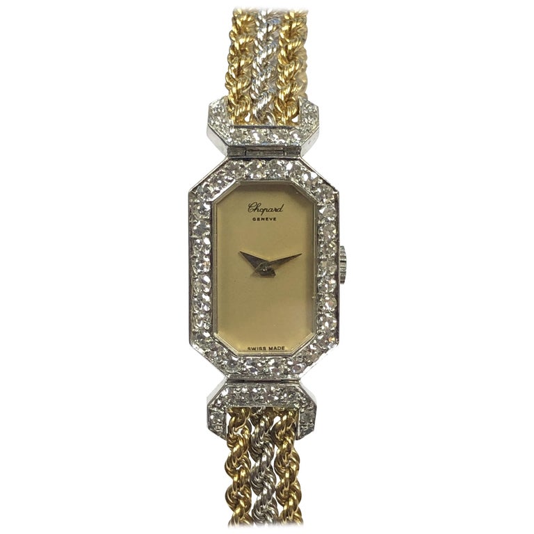 Chopard Ladies White and Yellow Gold Diamond Set Mechanical Wristwatch For Sale