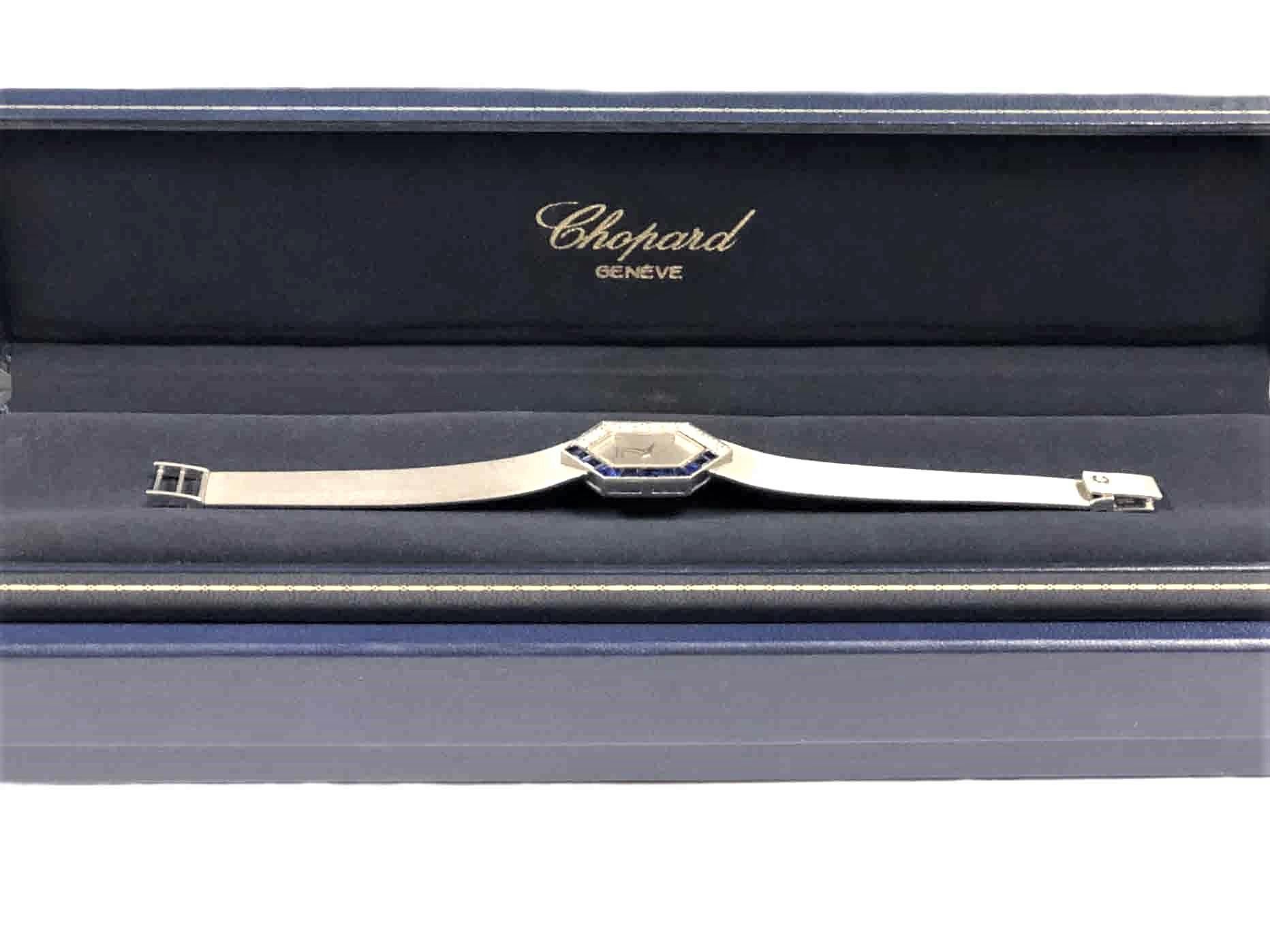 Chopard Ladies White Gold Diamond and Sapphire Mechanical Wristwatch 2