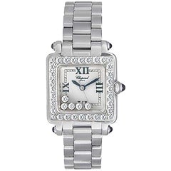 Chopard Ladies White Gold Floating Diamonds Happy Sport Quartz Wristwatch