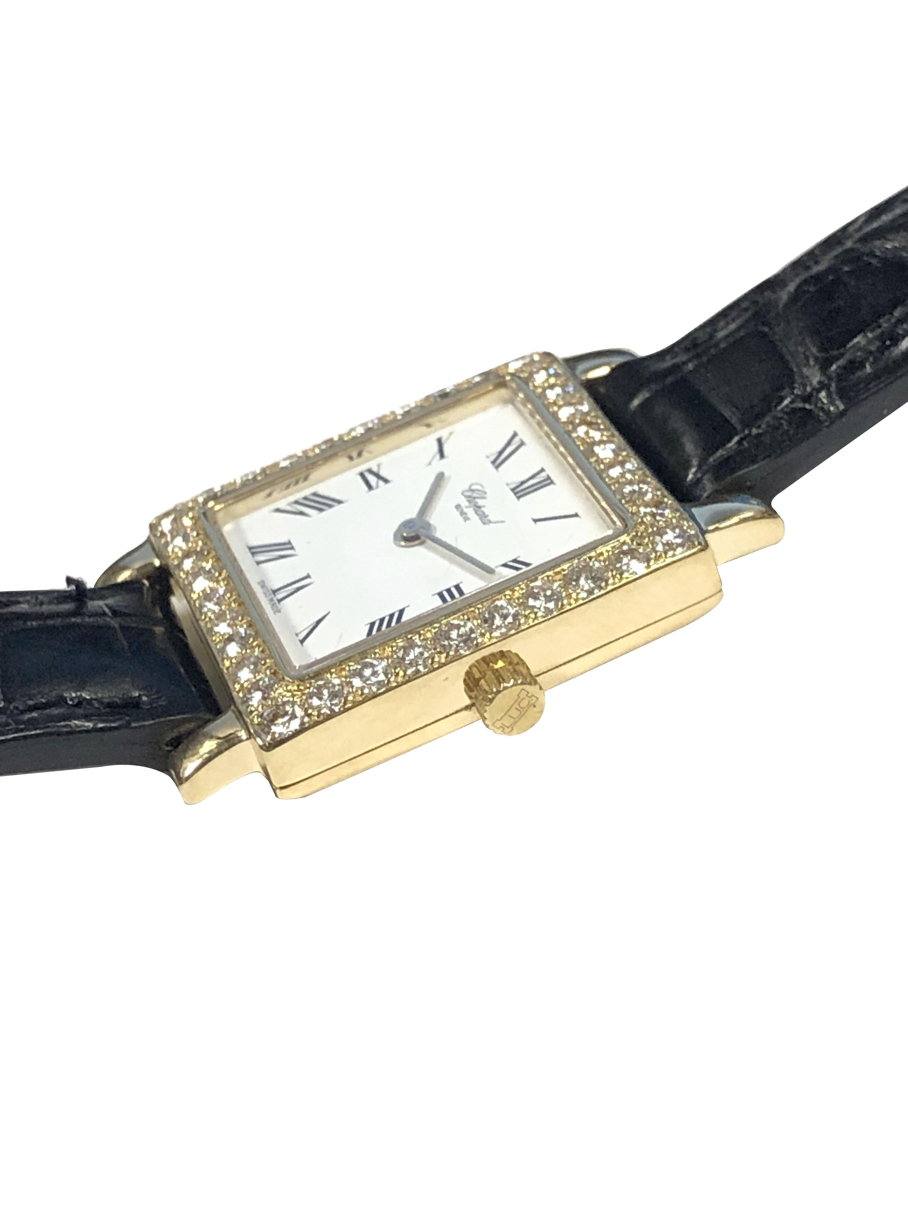 Chopard Ladies Yellow Gold and Diamonds Quartz Wrist Watch In Excellent Condition In Chicago, IL