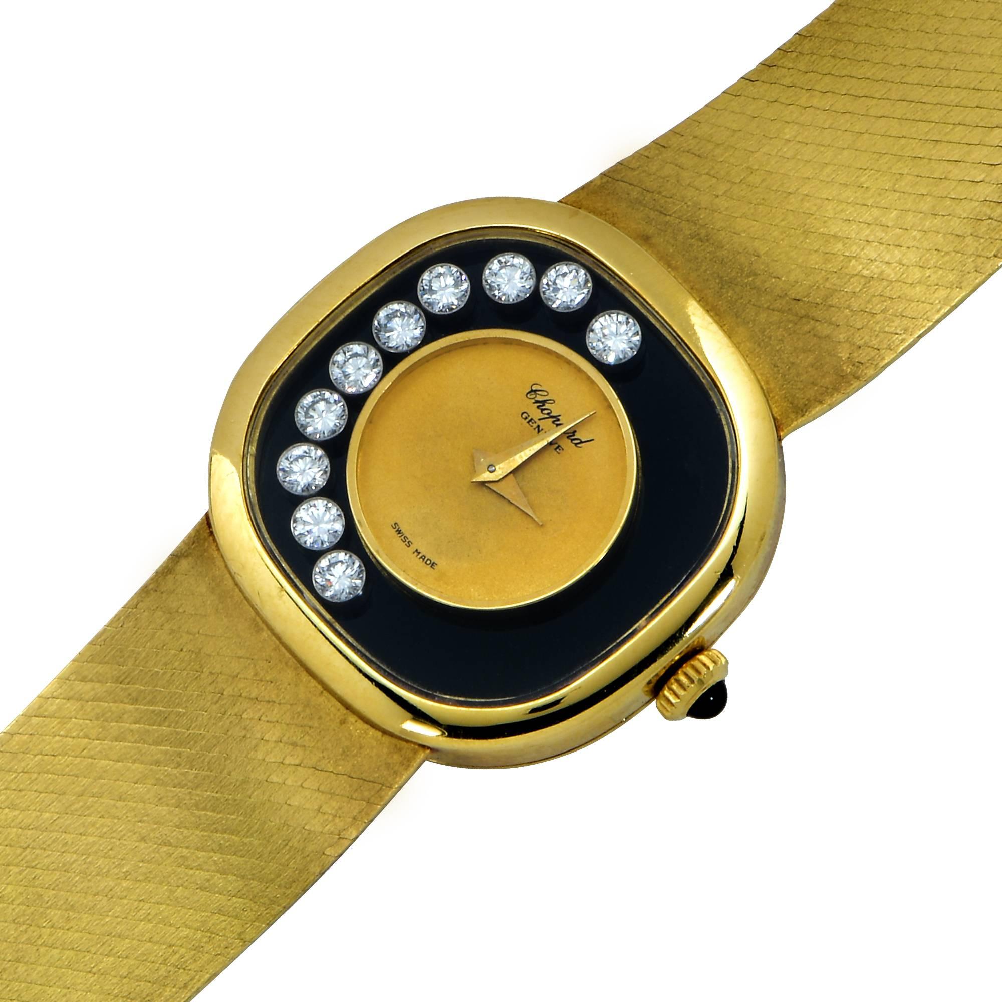 Chopard Ladies yellow gold Happy Diamonds Manual Wristwatch