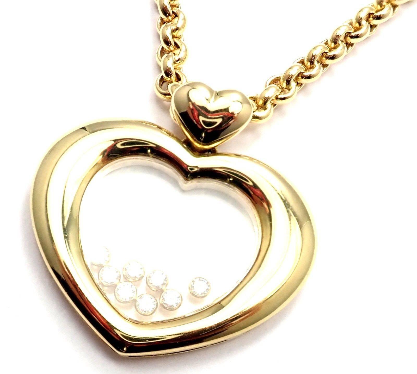 Chopard Large Happy Diamond Heart Yellow Gold Pendant Necklace In New Condition In Holland, PA