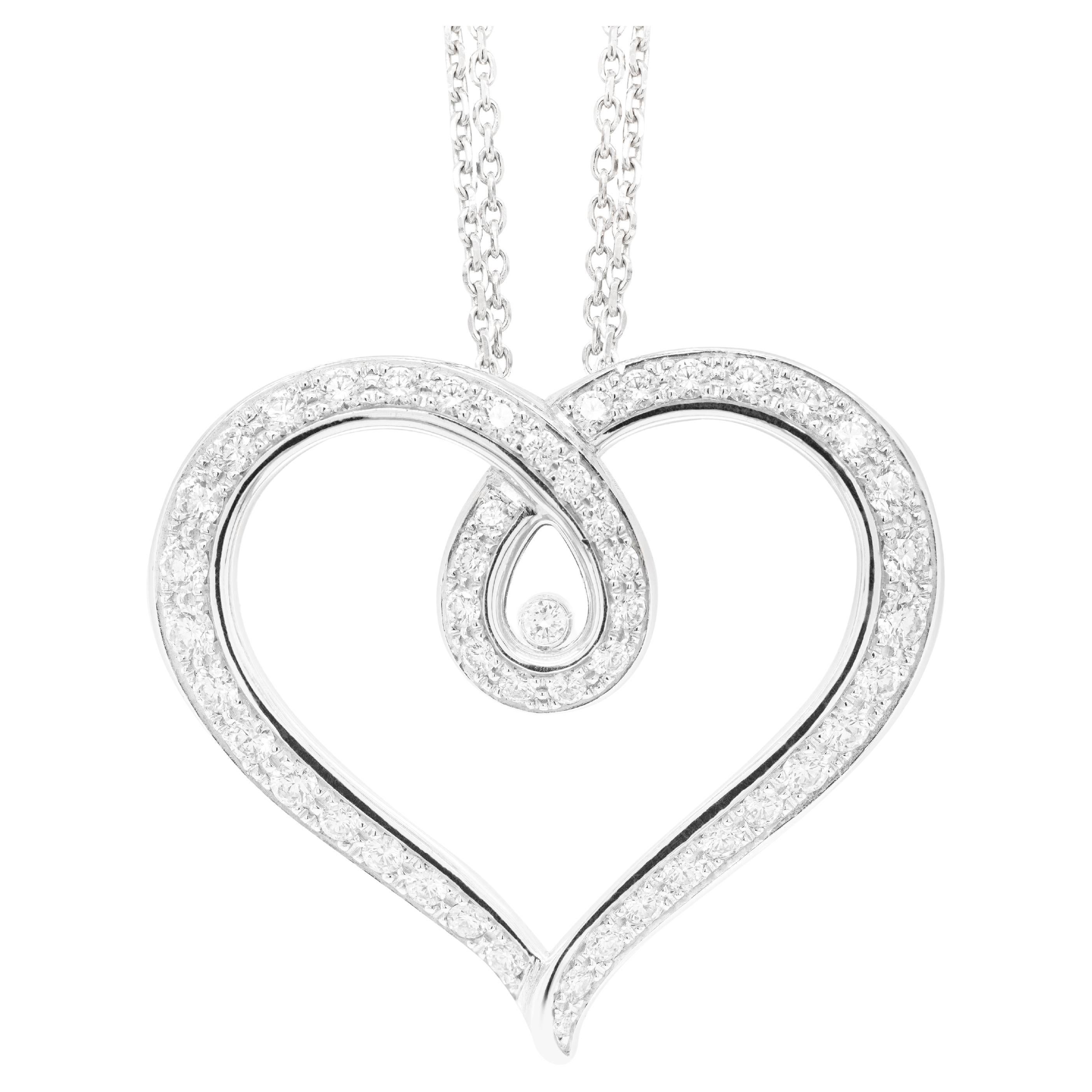 Chopard Large Happy Diamonds 18 Carat White Gold Loop Heart Pendant and Chain For Sale