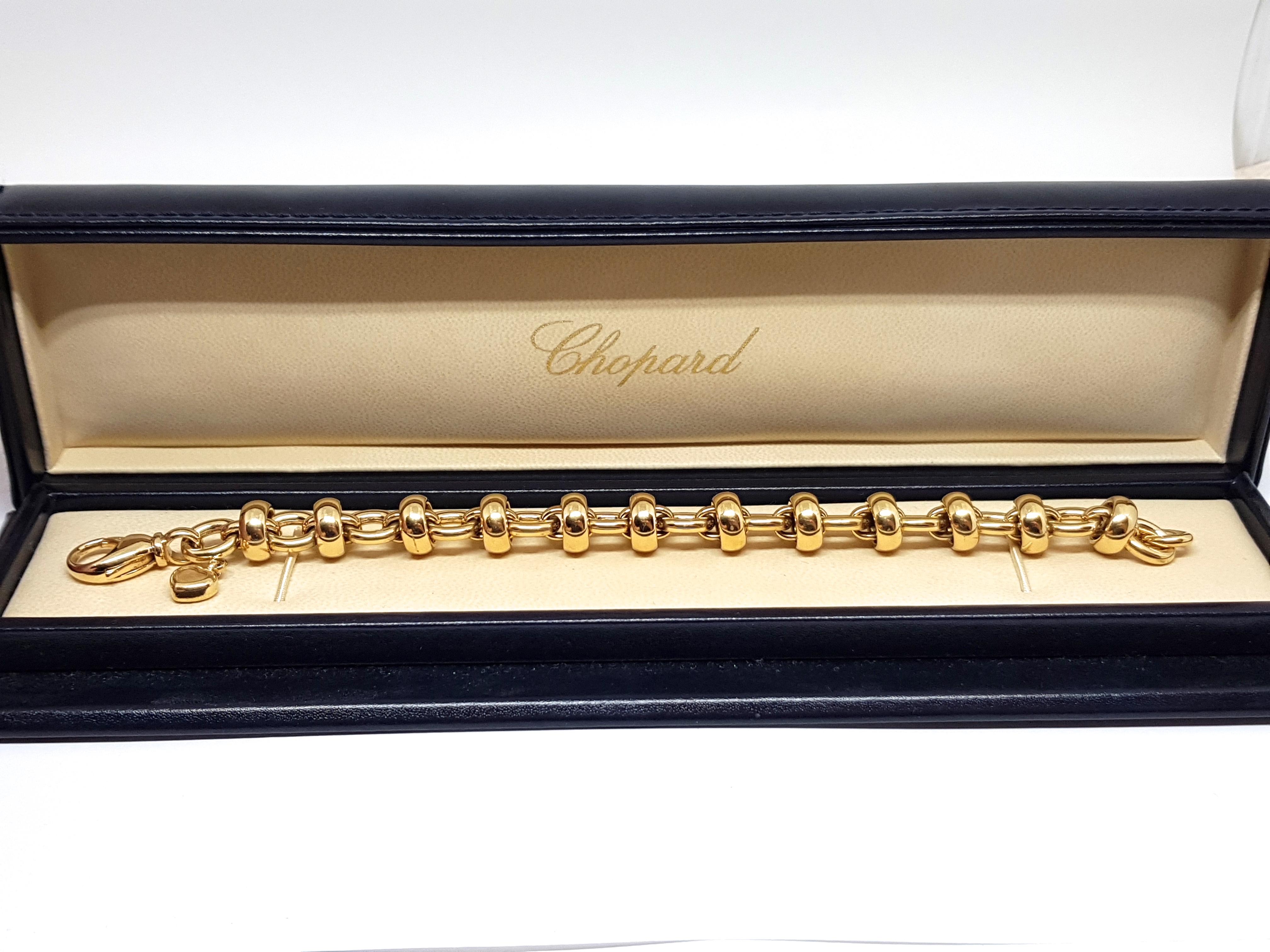 Chopard Les Chaines 18 Karat Yellow Gold Link Necklace Bracelet Set Original Box 3