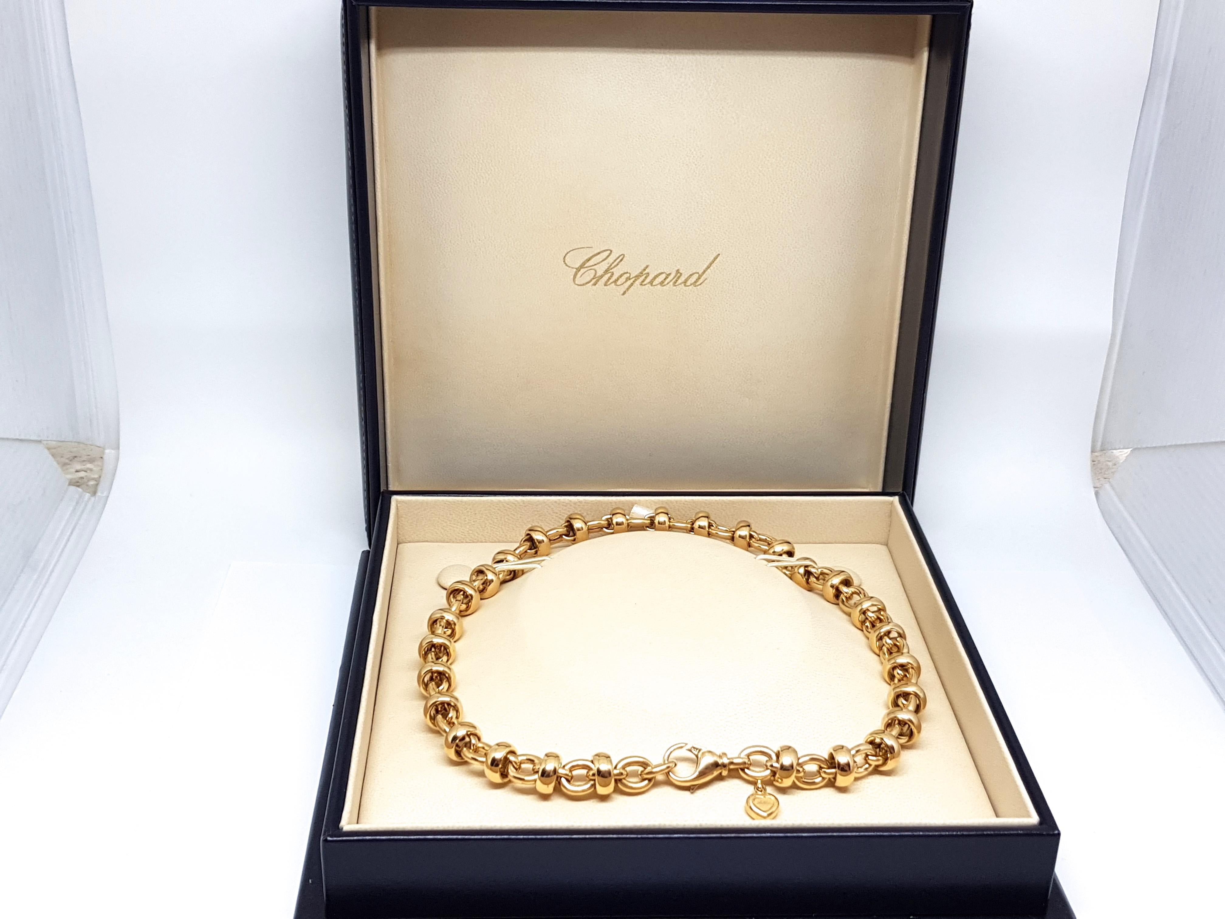 Chopard Les Chaines 18 Karat Yellow Gold Link Necklace Bracelet Set Original Box 4