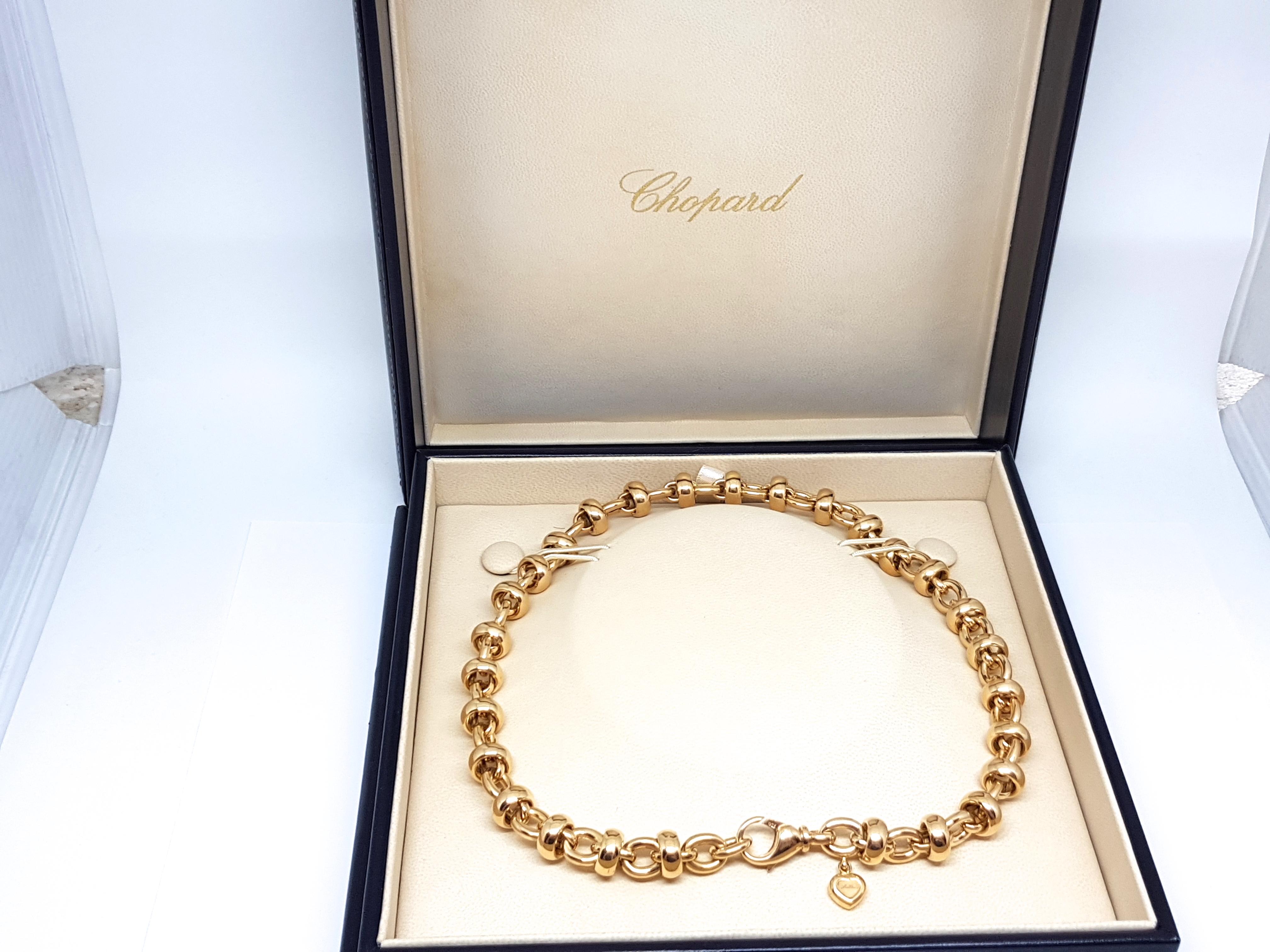 Chopard Les Chaines 18 Karat Yellow Gold Link Necklace Bracelet Set Original Box 5