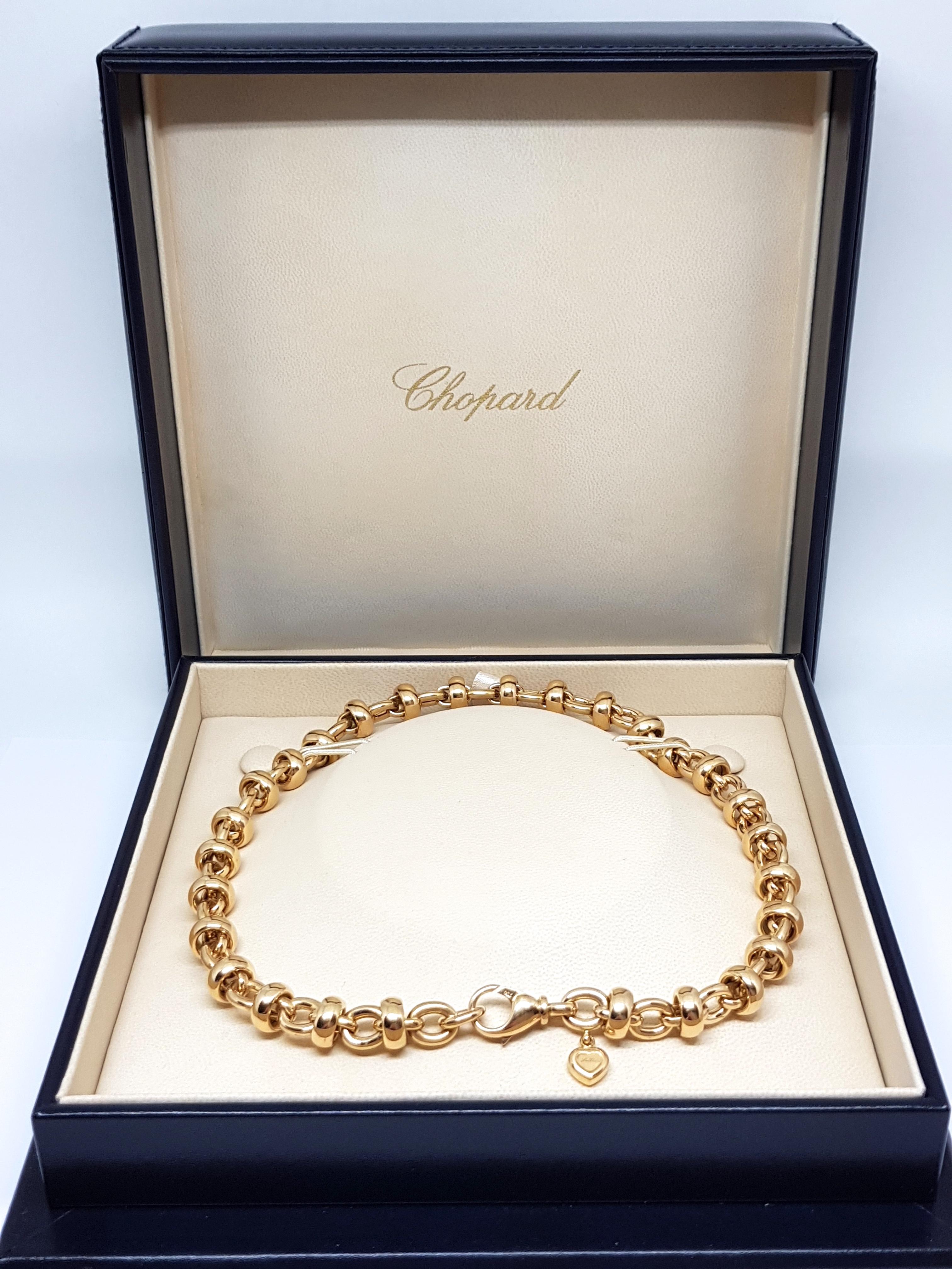 Chopard Les Chaines 18 Karat Yellow Gold Link Necklace Bracelet Set Original Box 6
