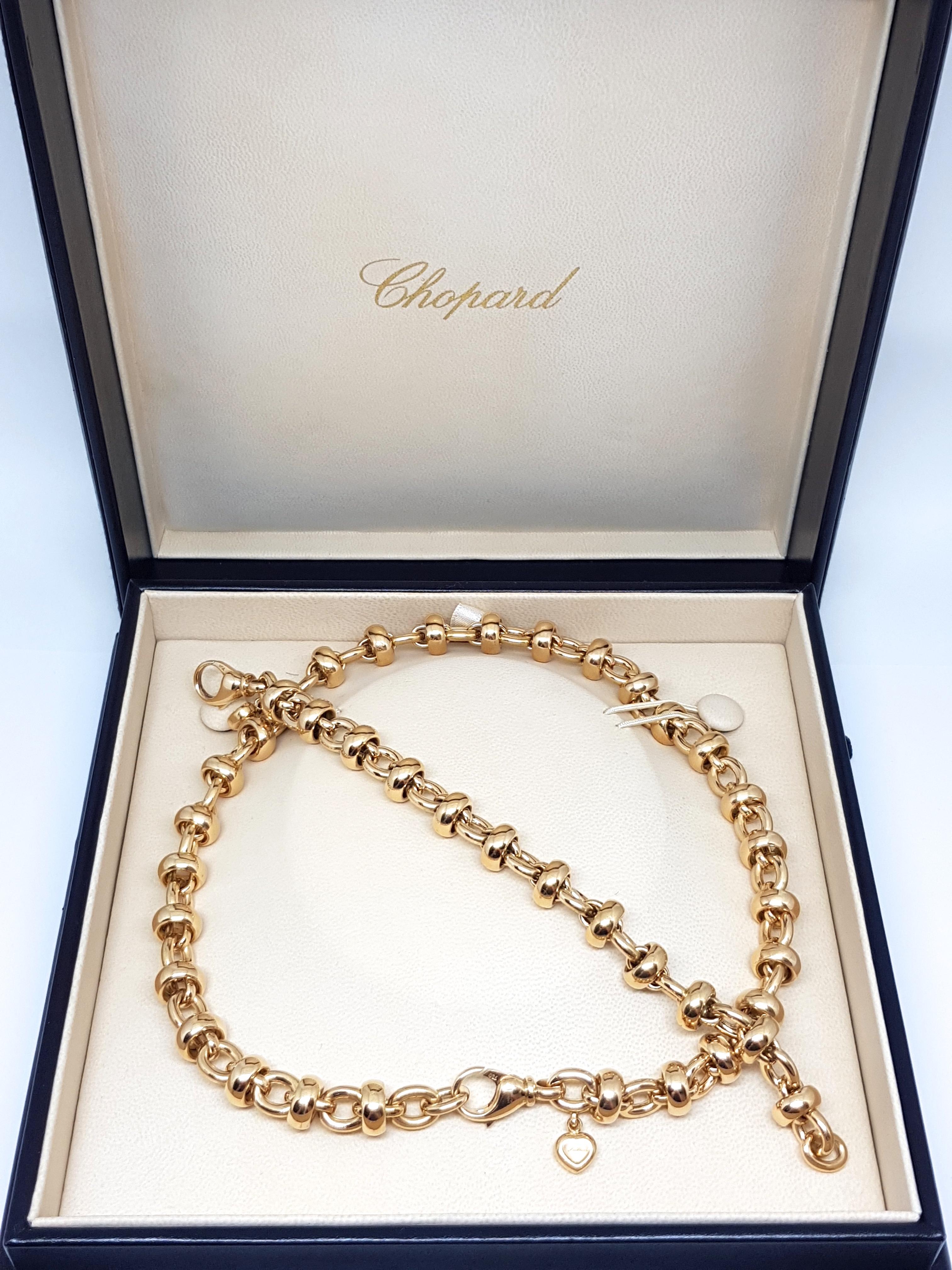 Chopard Les Chaines 18 Karat Yellow Gold Link Necklace Bracelet Set Original Box 8