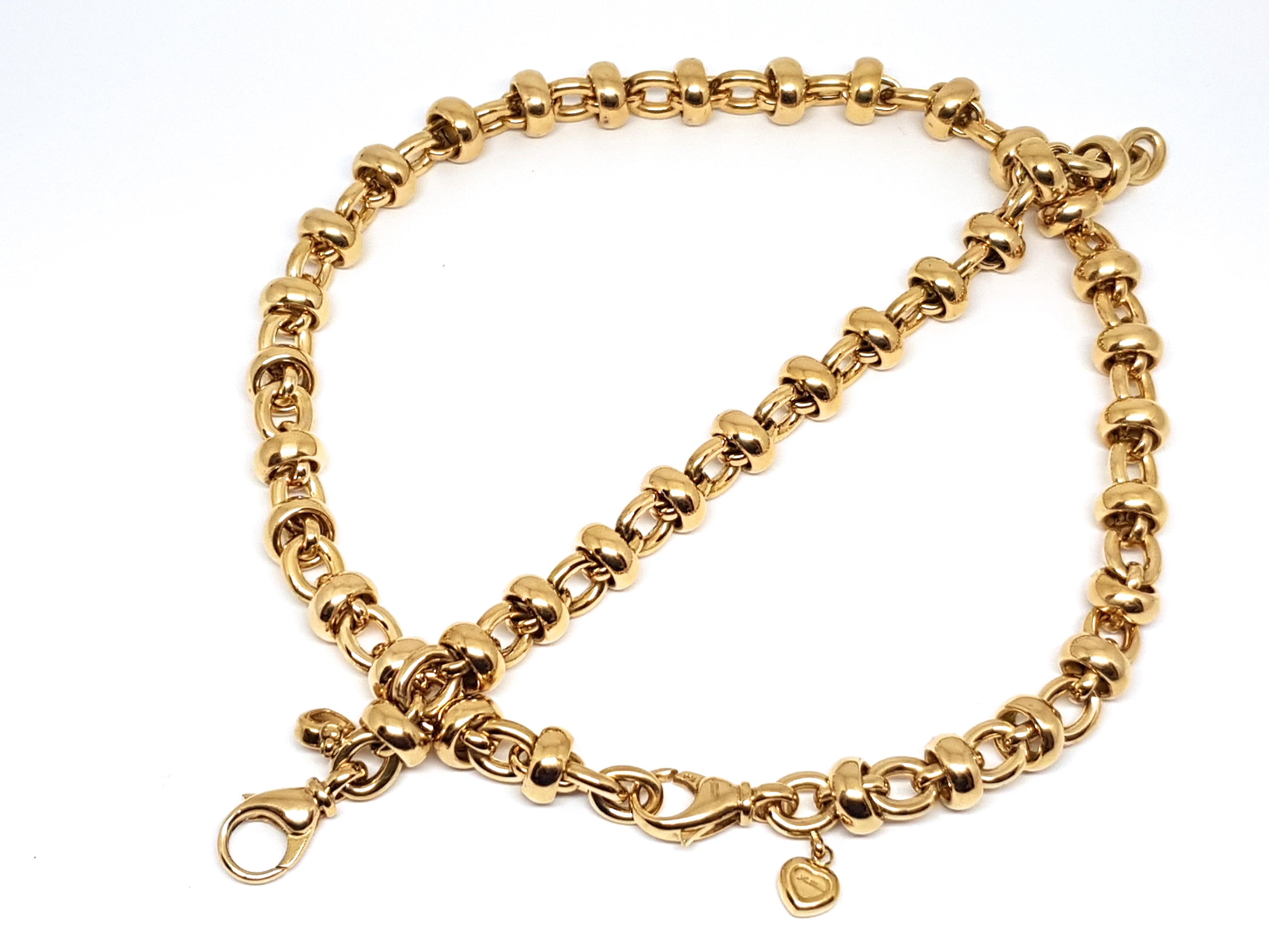 Chopard Les Chaines 18 Karat Yellow Gold Link Necklace Bracelet Set Original Box In Excellent Condition In Antwerp, BE
