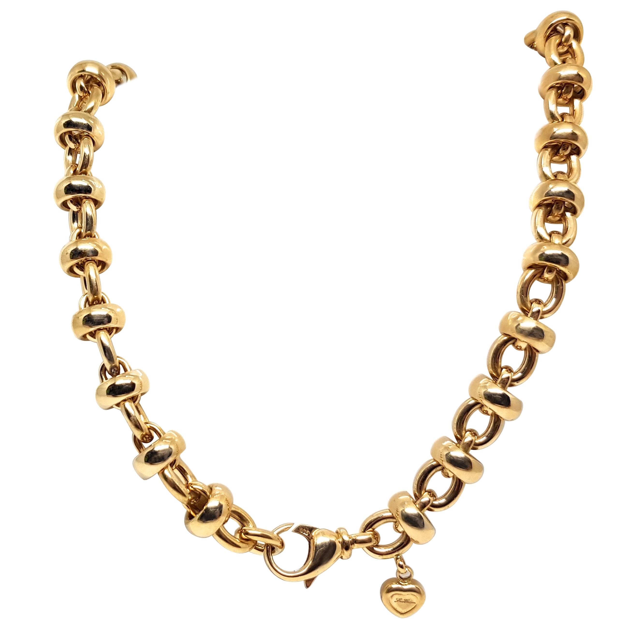 Chopard Les Chaines 18 Karat Yellow Gold Link Necklace Bracelet Set Original Box