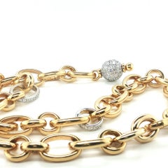 Chopard Les Chaines 18k Gold Diamond Link Necklace, Circa 1980s