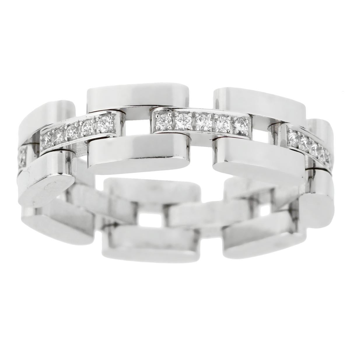 Anello Chopard Les Chaines con 3 file di diamanti in oro bianco In condizioni Nuovo in vendita a Feasterville, PA