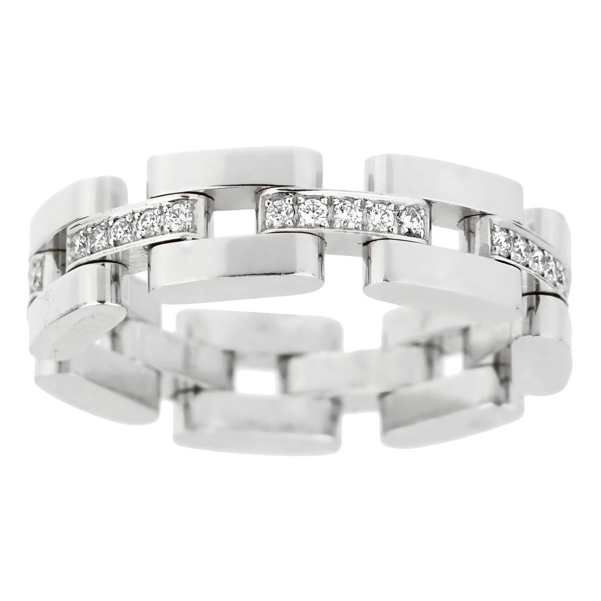 Chopard Les Chaines 3-Row White Gold Diamond Ring For Sale