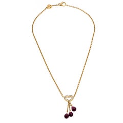 Chopard Les Chaines Heart Diamond Garnet 18K Yellow Gold Pendant Necklace