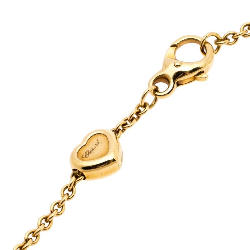 Contemporary Chopard Les Chaines Heart Diamond Garnet 18K Yellow Gold Pendant Necklace