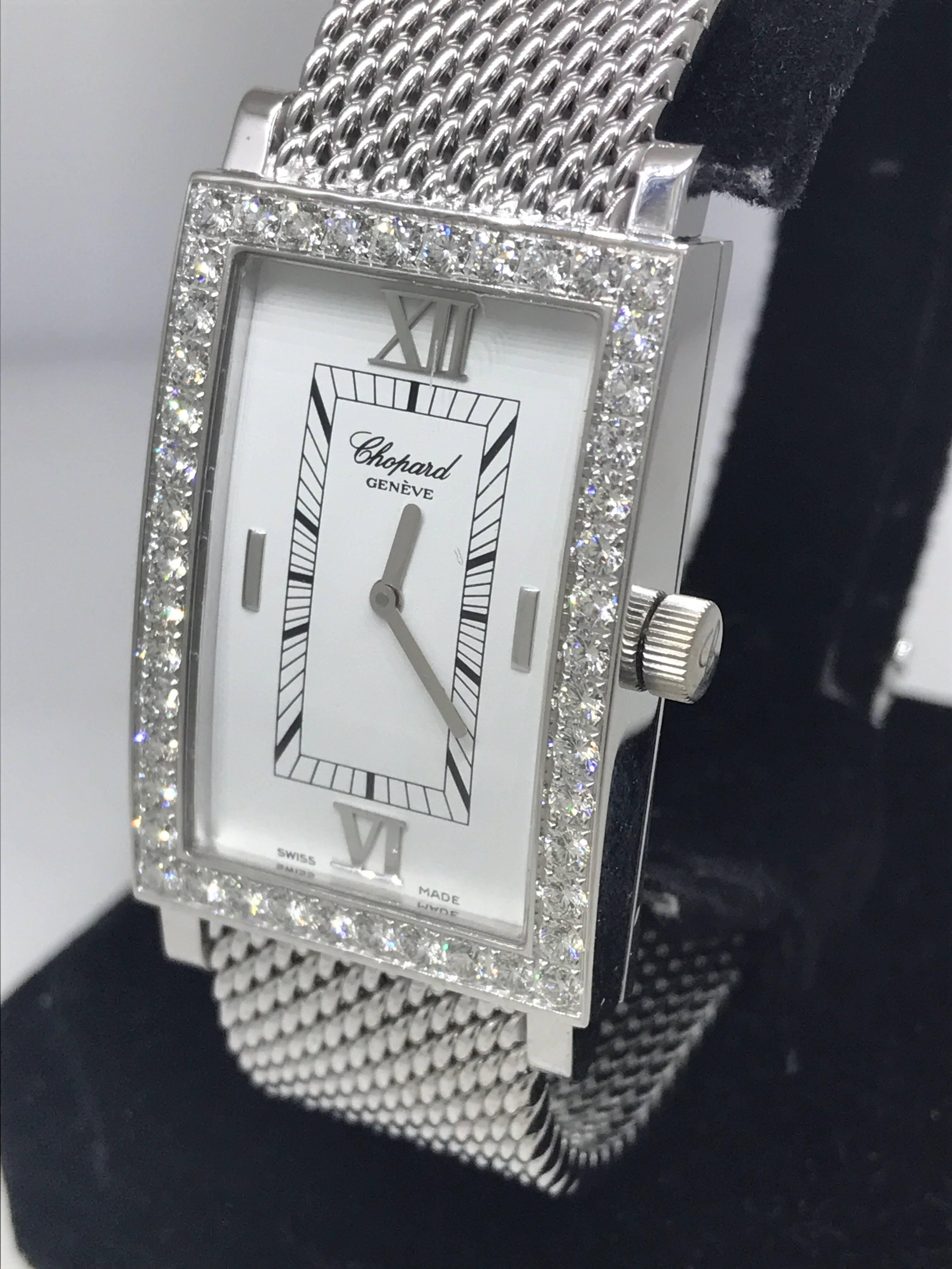 Chopard Les Classique White Gold and Diamond Bezel Bangle Bracelet Ladies Watch For Sale 5