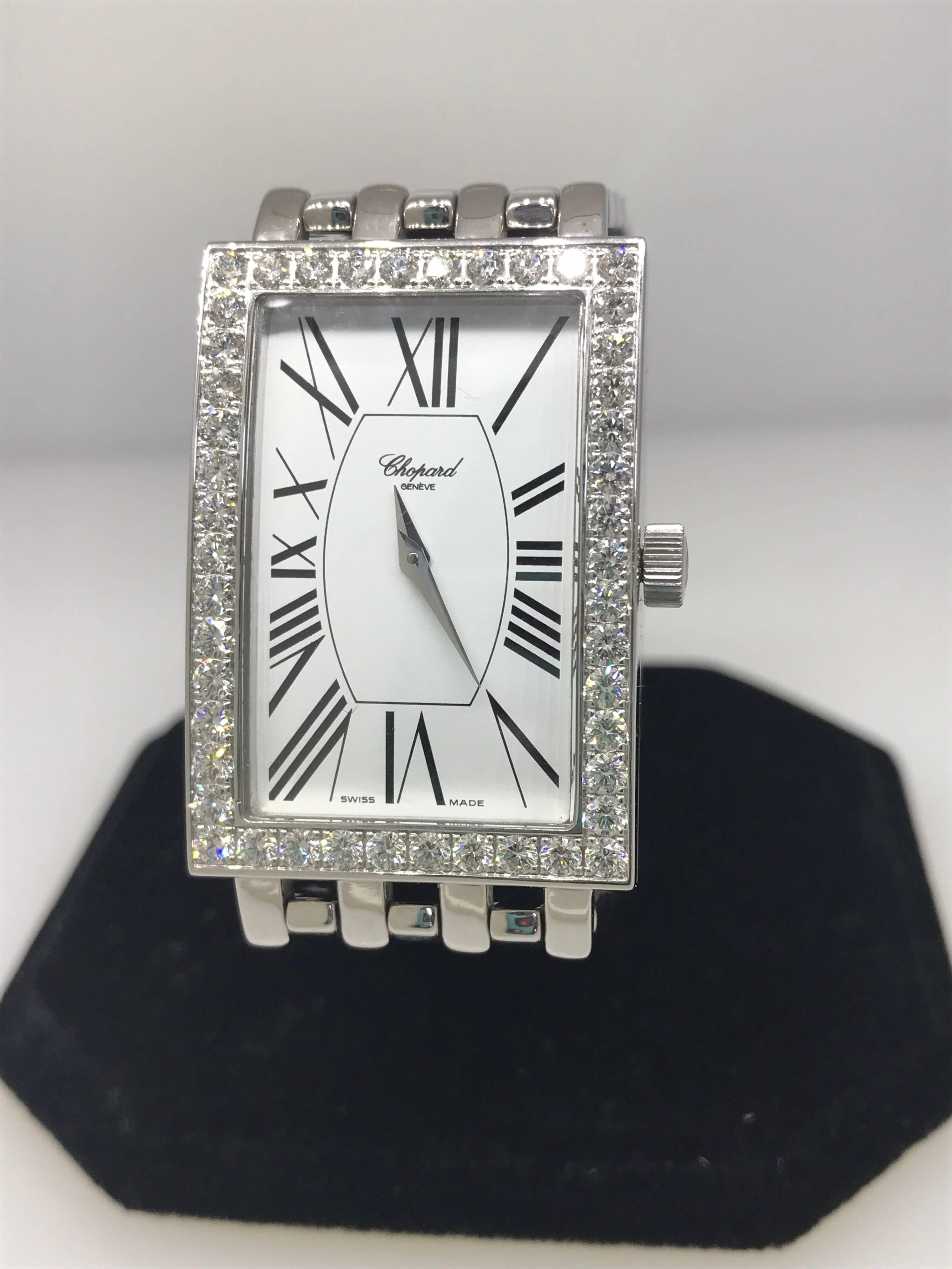 Women's or Men's Chopard Les Classique White Gold Diamond Bezel White Dial Bracelet Ladies Watch For Sale