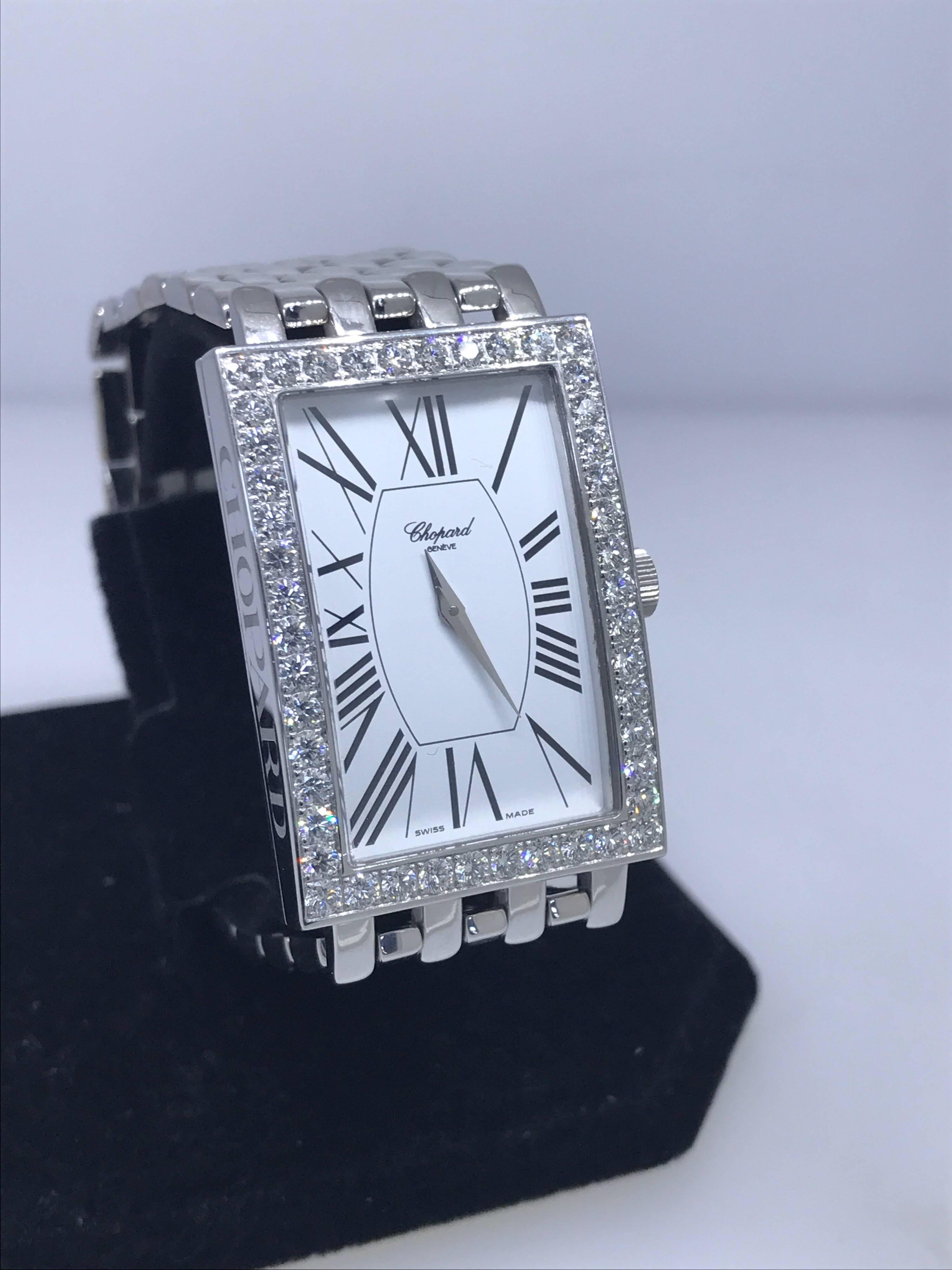 Chopard Les Classique White Gold Diamond Bezel White Dial Bracelet Ladies Watch For Sale 2