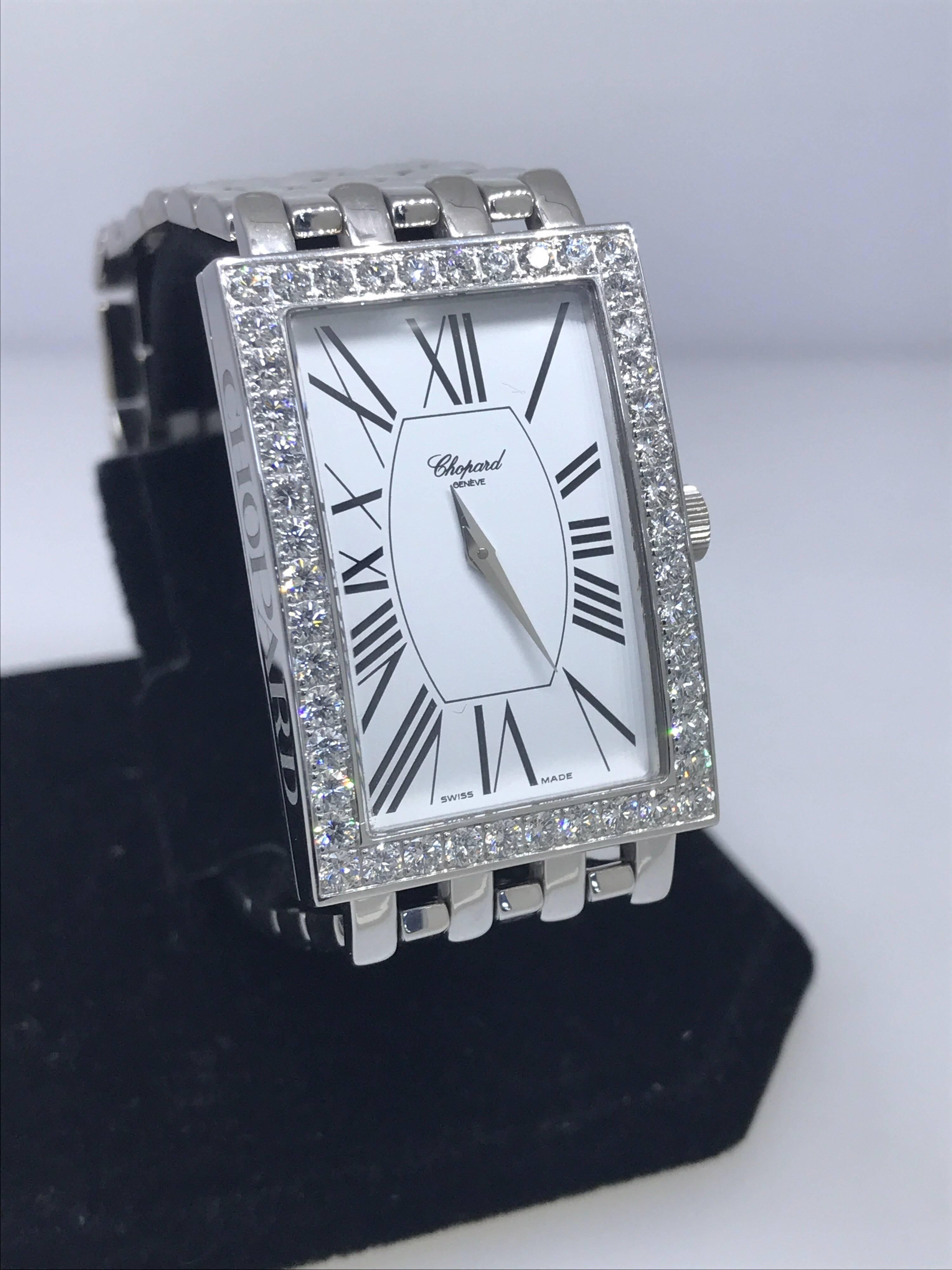 Chopard Les Classique White Gold Diamond Bezel White Dial Bracelet Ladies Watch For Sale 3