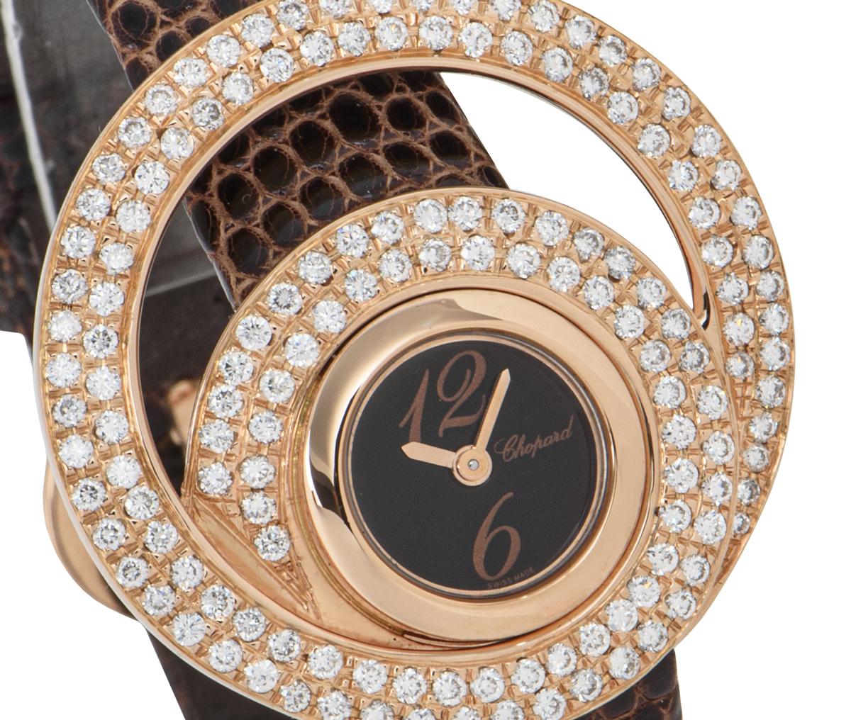 Chopard Looping Rose Gold Diamond Bezel Watch 139198-5001 In Excellent Condition In Mayfair, London, London