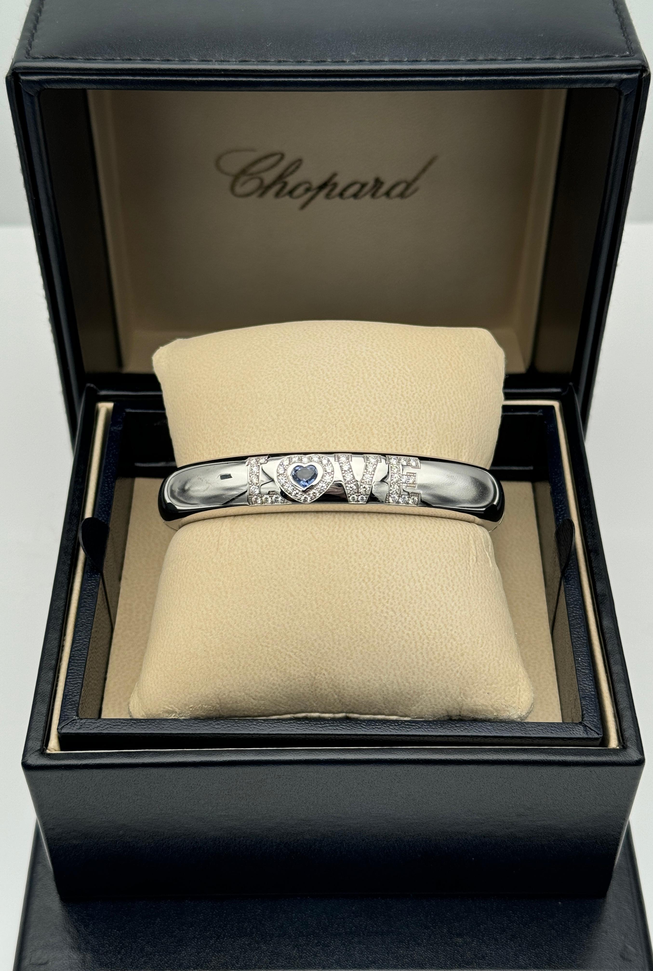 Chopard LOVE 1,65 Karat Gesamtherzförmiger Saphir & Diamant-Armreif Damen im Angebot