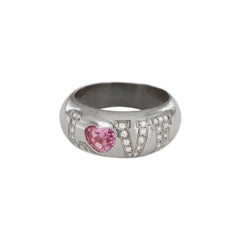 Chopard Love Diamond Pink Sapphire 18k White Gold Heart Band Ring