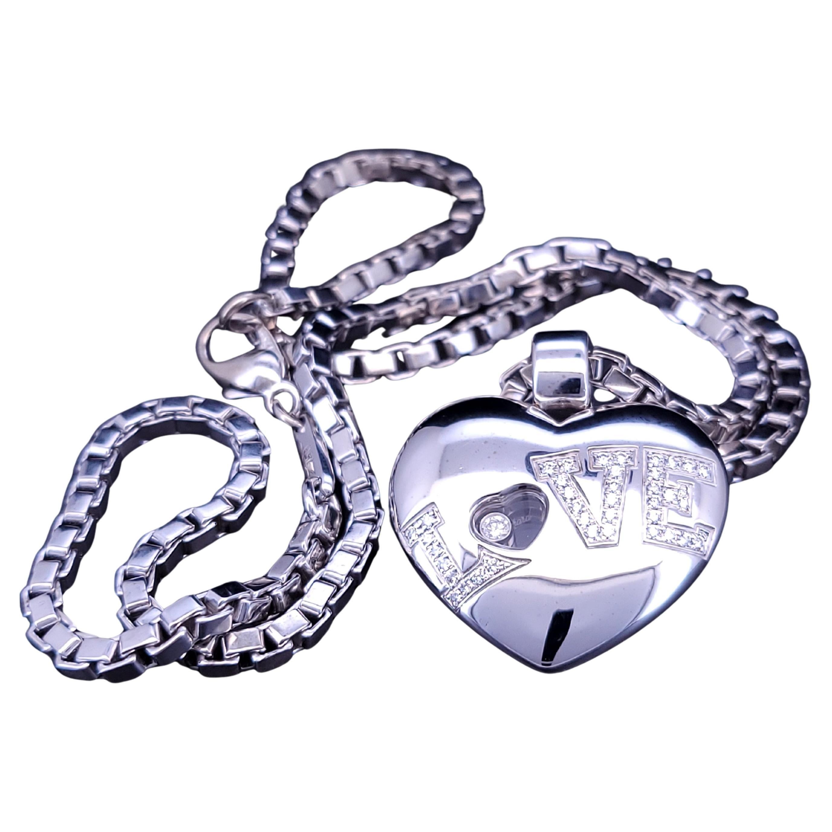 Chopard Love Happy Diamond Necklace 750 18K White Gold 17" box chain