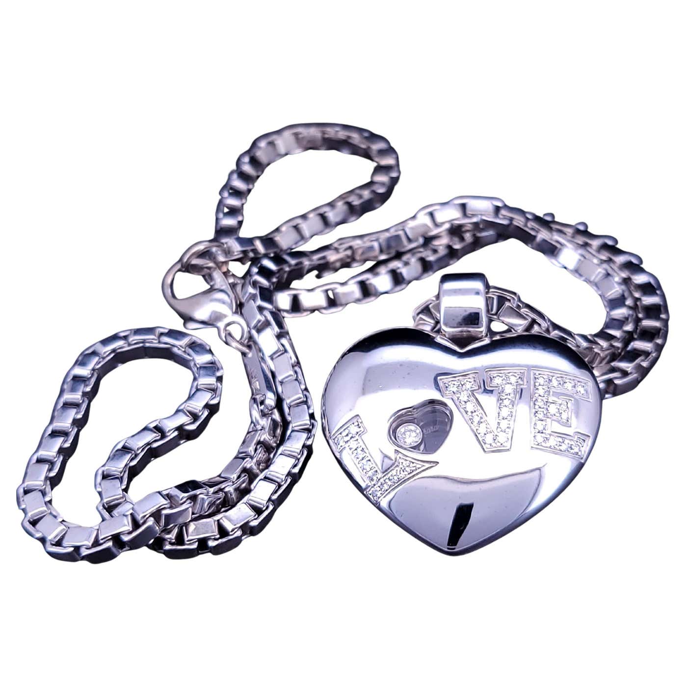 Chopard Love Happy Diamond Necklace 750 18K White Gold 17