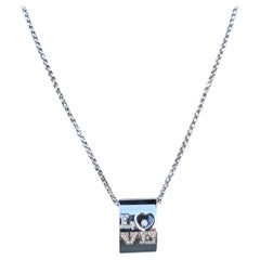 Chopard LOVE Happy Diamond Square Pendant 18k White Gold 16.75" Chain