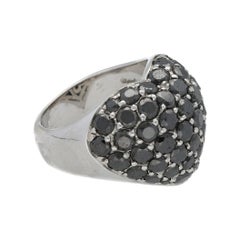 Chopard Love Heart Shaped 4.98 Carat Black Diamonds 18k White Gold Cocktail Ring