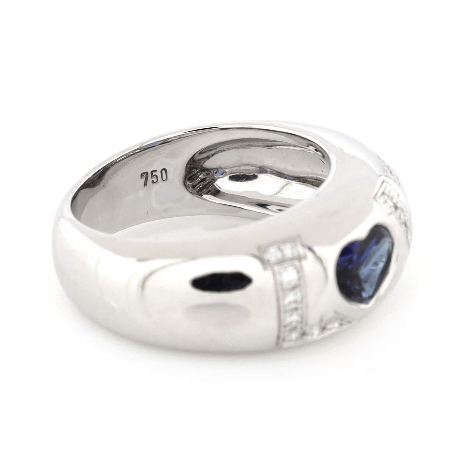Chopard Love Ring 18K White Gold with Blue Sapphire and Diamonds In Good Condition In New York, NY