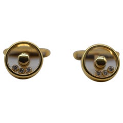 chopard cufflinks Vintage Chopard L.U.C Happy Diamonds Cufflinks 18K Yellow Gold Unworn