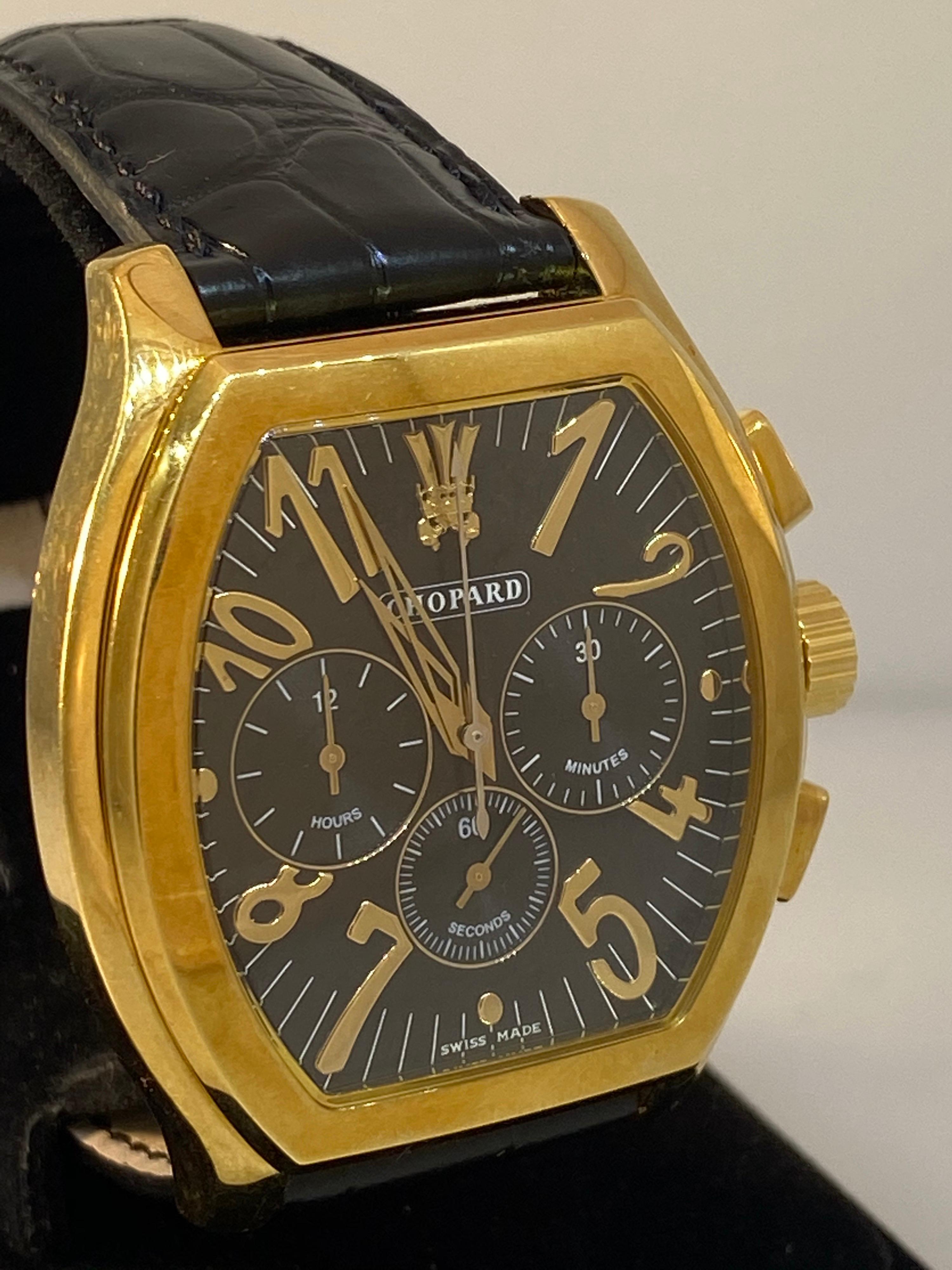 Chopard L.U.C. Prince Foundation Watch

Model Number: 16/2278

Limited Edition 200 Pieces

100% Authentic

New (Old Stock)

Comes with original Chopard box and instruction manual

18 Karat Yellow Gold

Sapphire Crystal

Black Dial & Subdials

Arabic