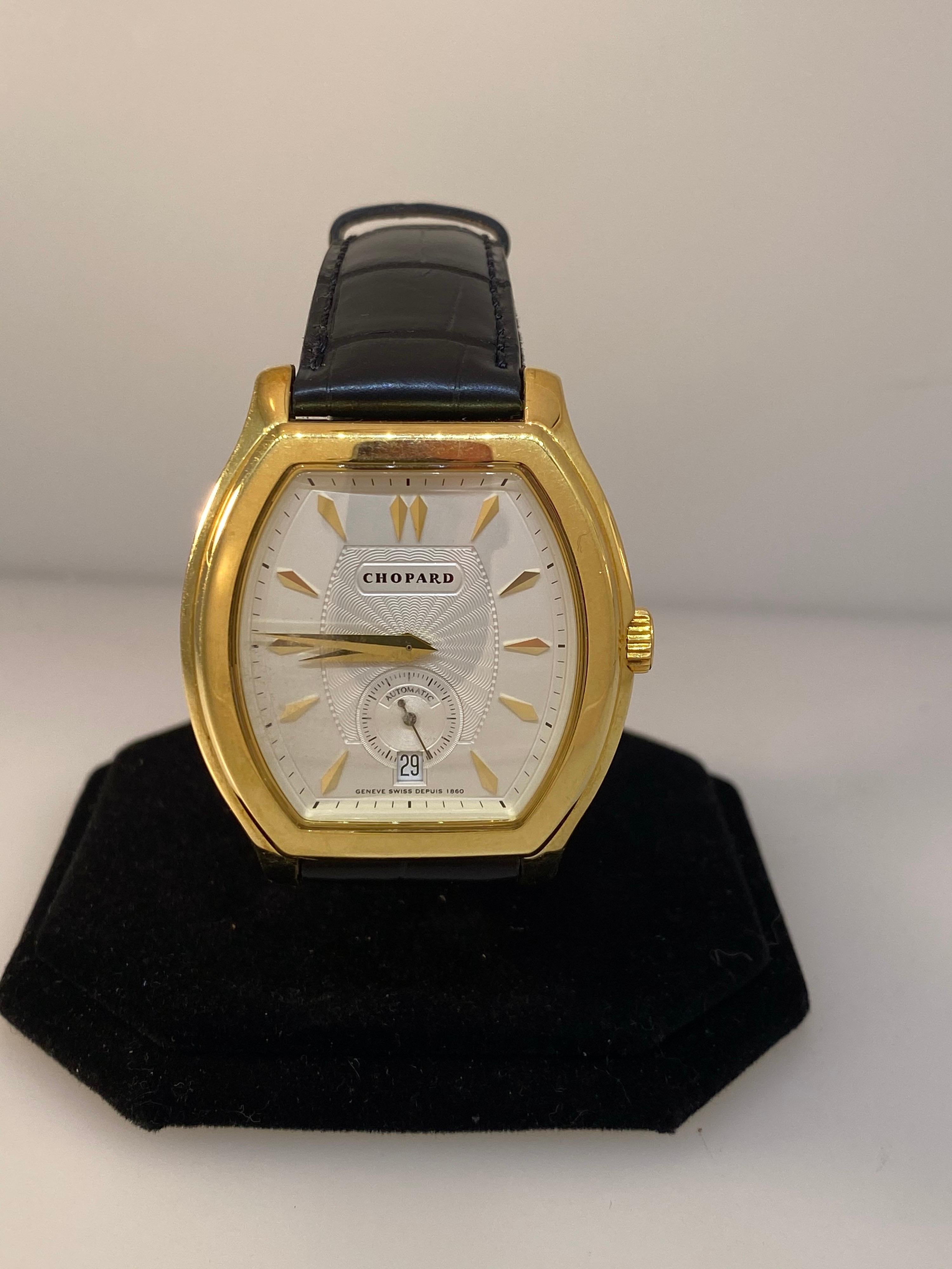 Chopard L.U.C Prince Tonneau Shape Silver Dial Automatic Men's Watch 16/2267 In Excellent Condition For Sale In New York, NY