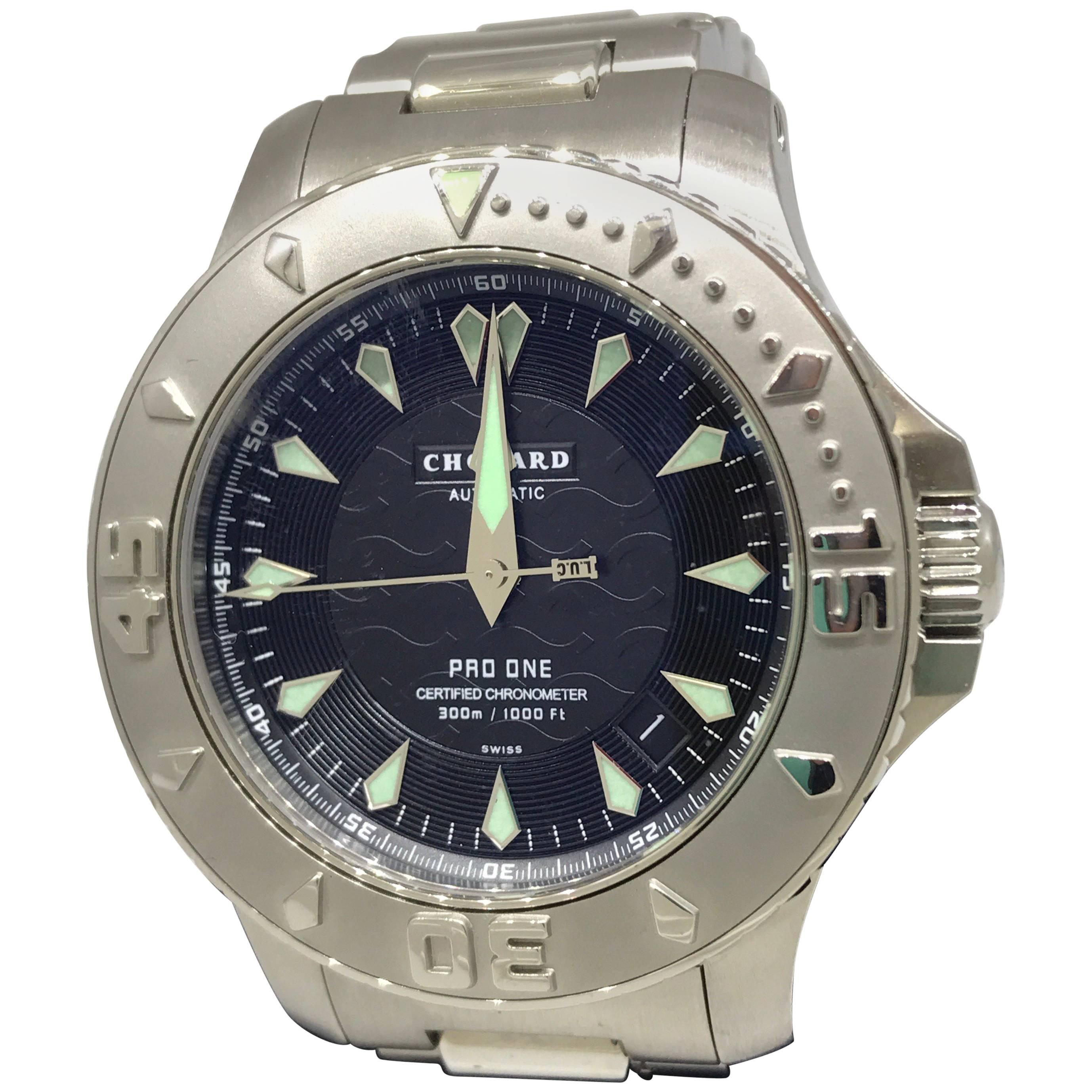 Chopard LUC Pro One Black Dial Automatic Stainless Bracelet Men
s Watch 15/8912 For Sale