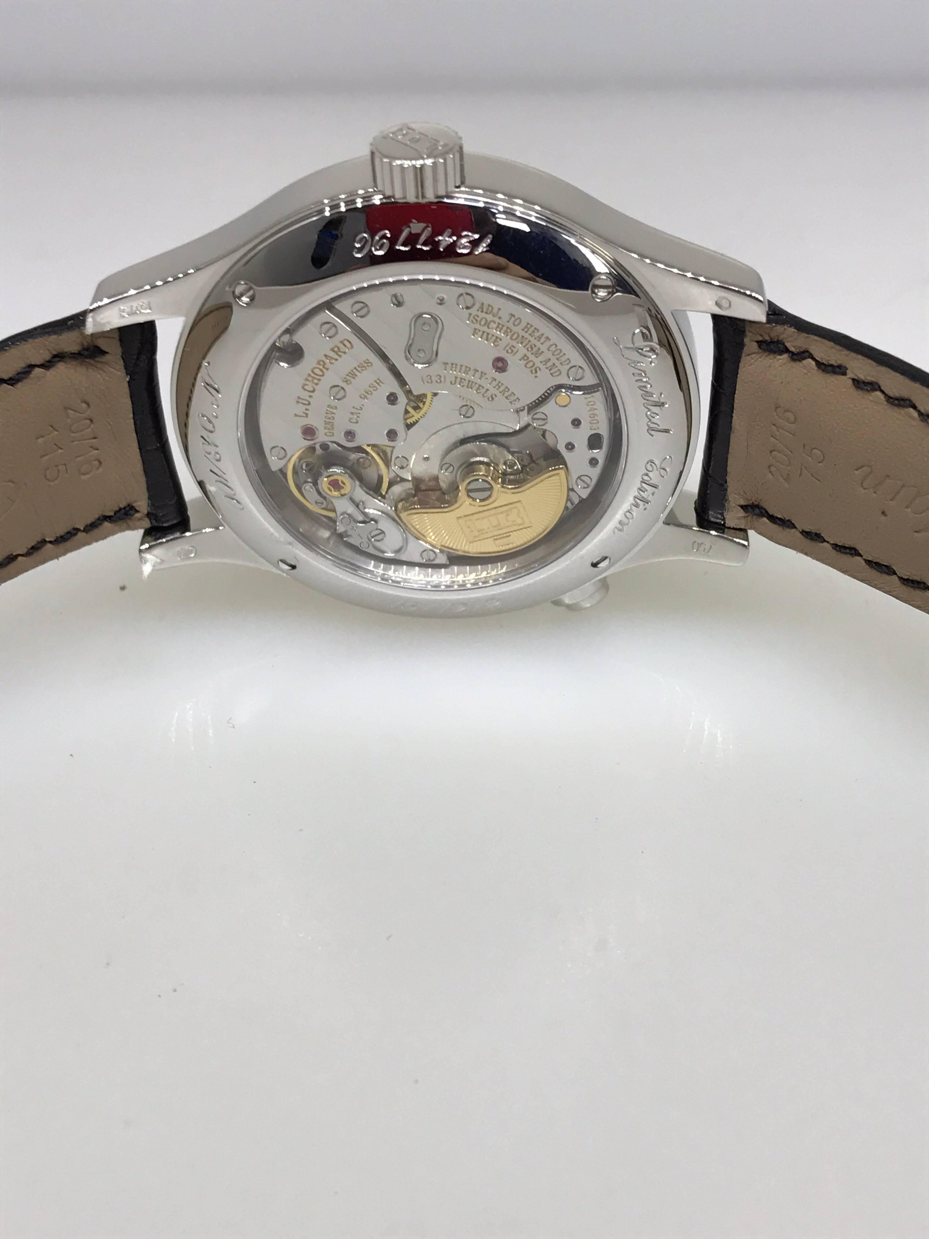 Chopard L.U.C. Strike One Automatic Chronometer White Gold Men's Watch For Sale 3