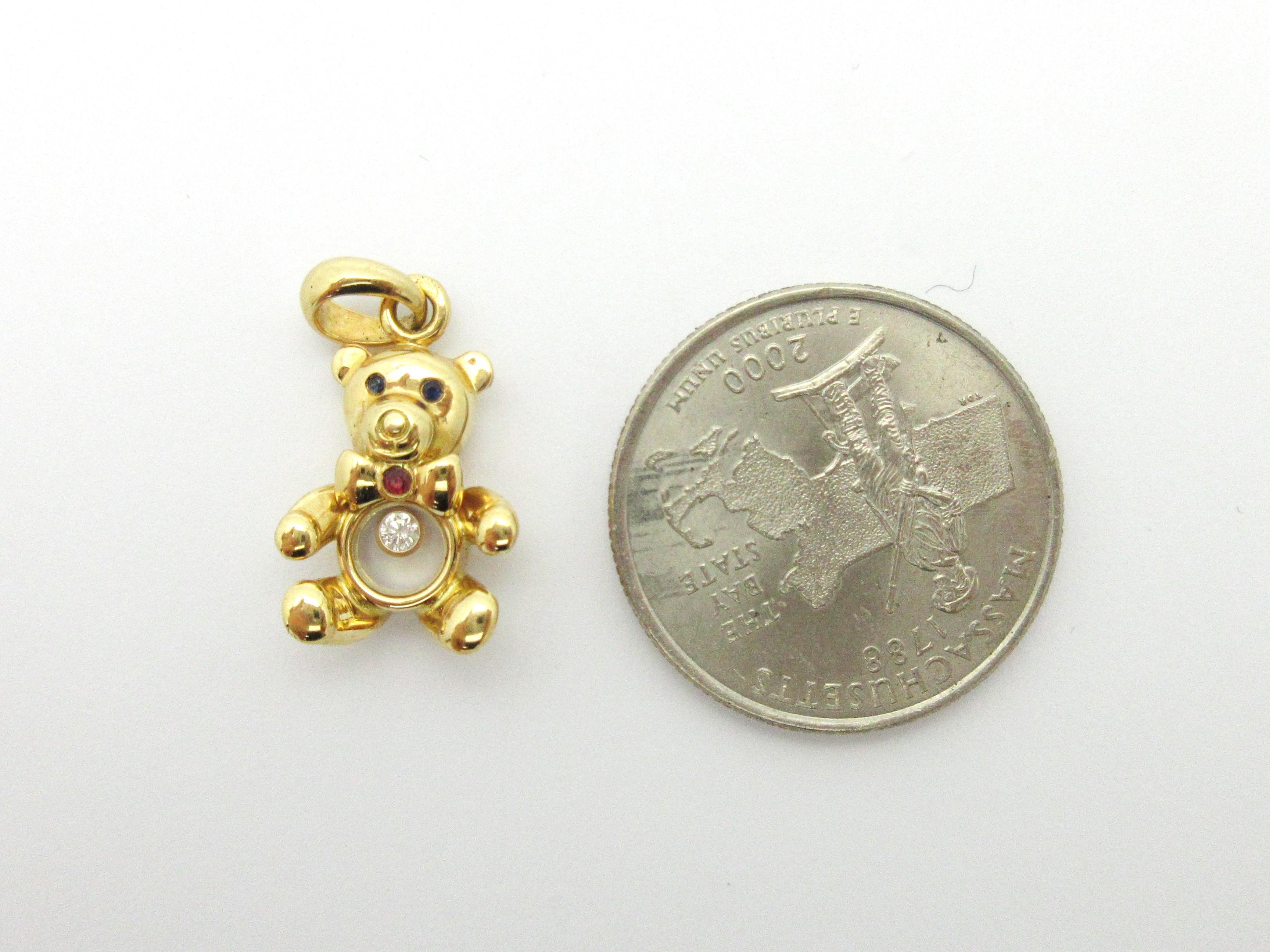 Chopard Luc Teddy Bear Happy Diamond Pendant In Excellent Condition In Manchester, NH