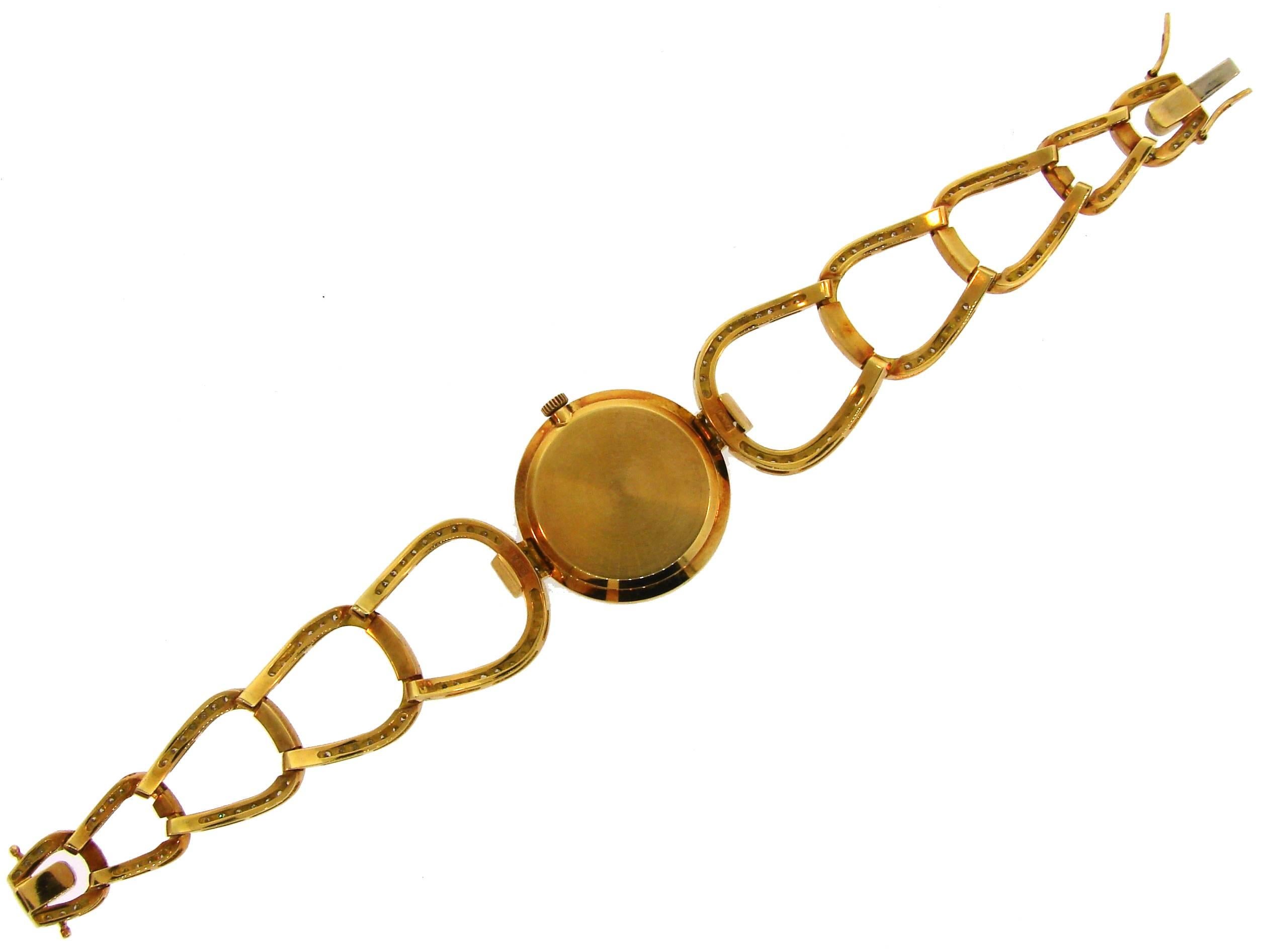 Chopard LUC Yellow Gold Tiger's Eye Diamond Lady's Watch Bracelet, 1970s 2