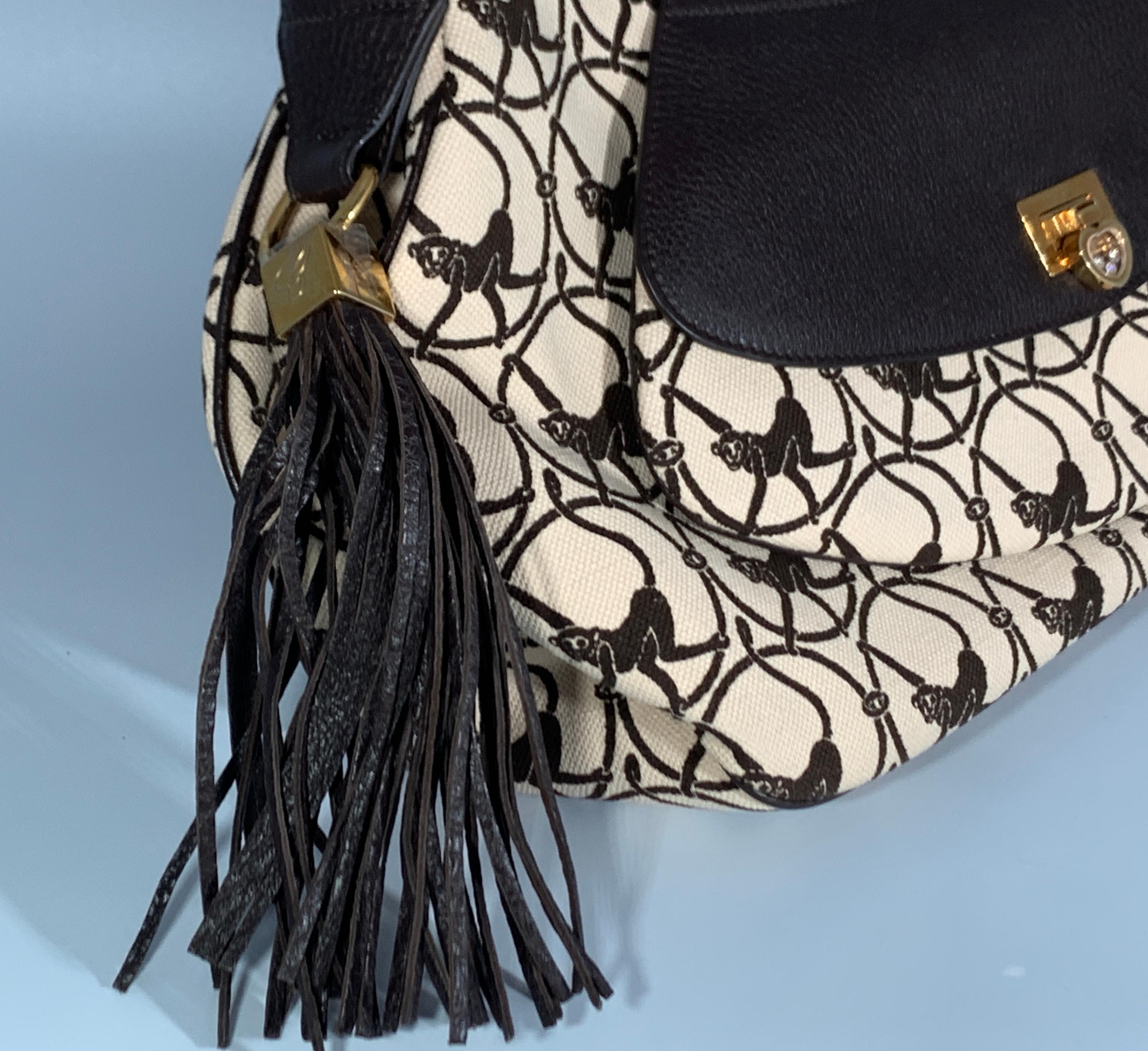 Black Chopard Madrid Beidge / Camel Color Calfskin & Leather Bag, Brand New