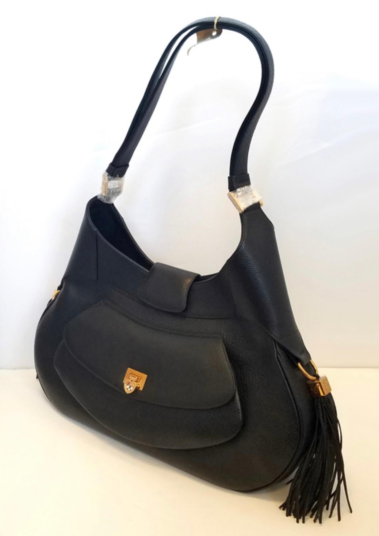 Women's Chopard Madrid Black Calfskin Leather Handbag, Brand New