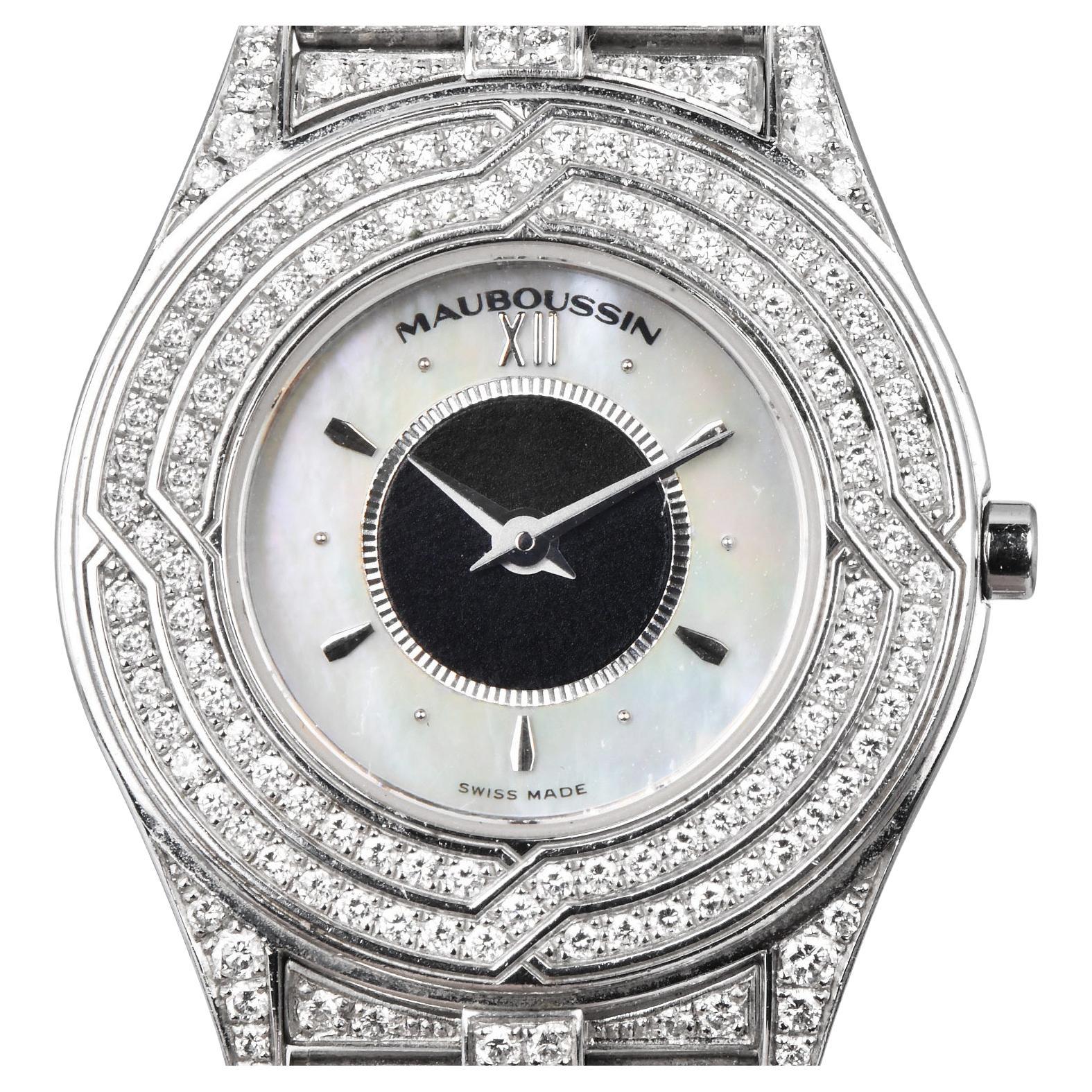Chopard Mauboussin Diamond Mother of Pearl 18K White Gold Wristwatch