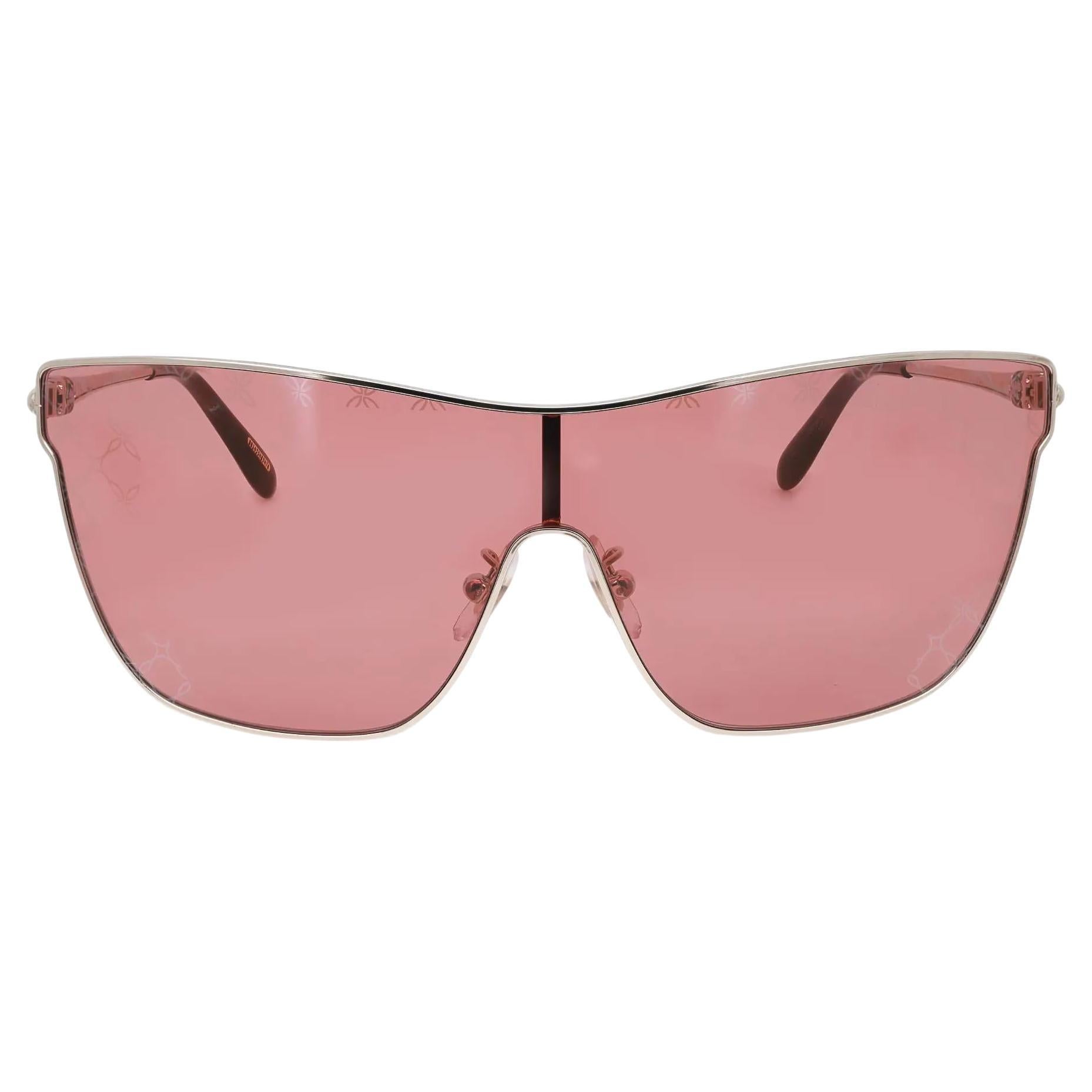 Chopard Metal Shiny Light Gold Frame Orange Mirrored Lens Sunglasses 95221-0406 For Sale
