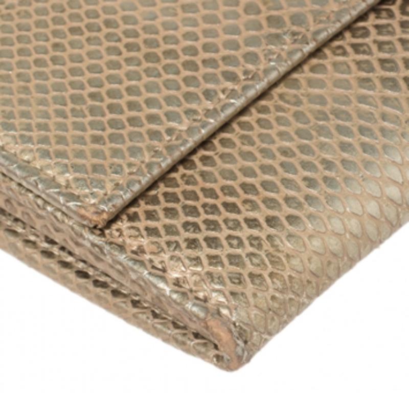 Chopard Metallic Gold Python Embossed Leather Continental Wallet For Sale 1